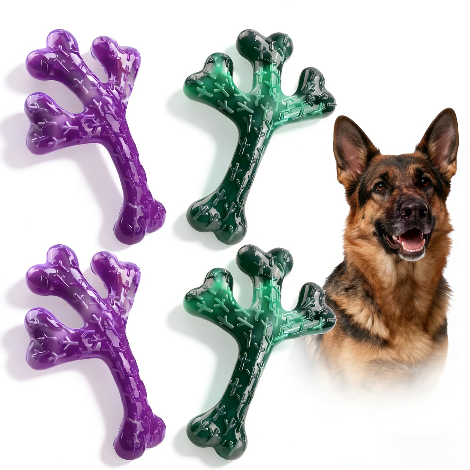 Frienhund Dog Chew Toys for Aggressive Chewers: Dog Chew Toys 4 Pack Beef Flavored Indestructible Toy for 20-70 lbs Medium and L