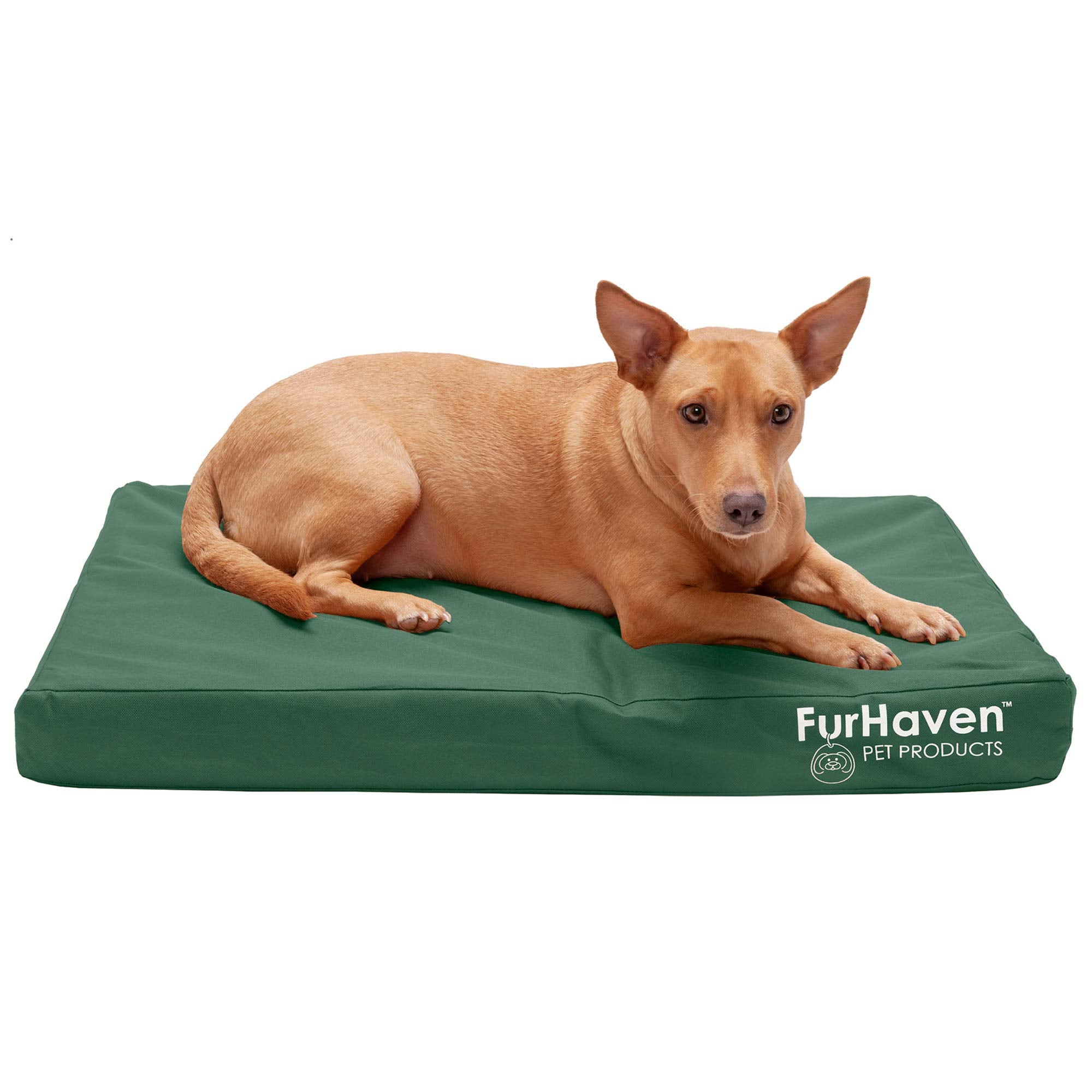 Furhaven Indoor/Outdoor Logo Oxford Polycanvas Mattress - Water-Resistant Orthopedic Dog Bed w/ Removable Cover, 125 lb max - Fo