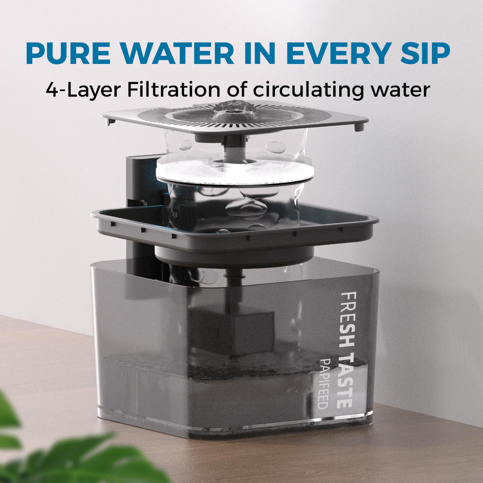 Papifeed Cat Water Fountain: 106Oz/3L Premium Pet Water Fountain Dispenser With Smart Motion Sensor With Filter, Wireless Batter