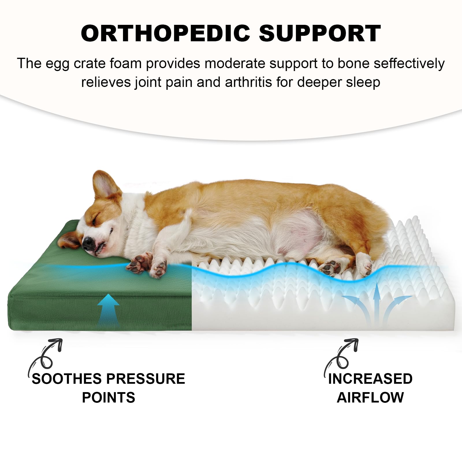 Maihandasi Indestructible Dog Beds For Large Dogs, Orthopedic Memory Foam Pet Bed With Oxford Fabric, Waterproof Outdoor Dog Bed