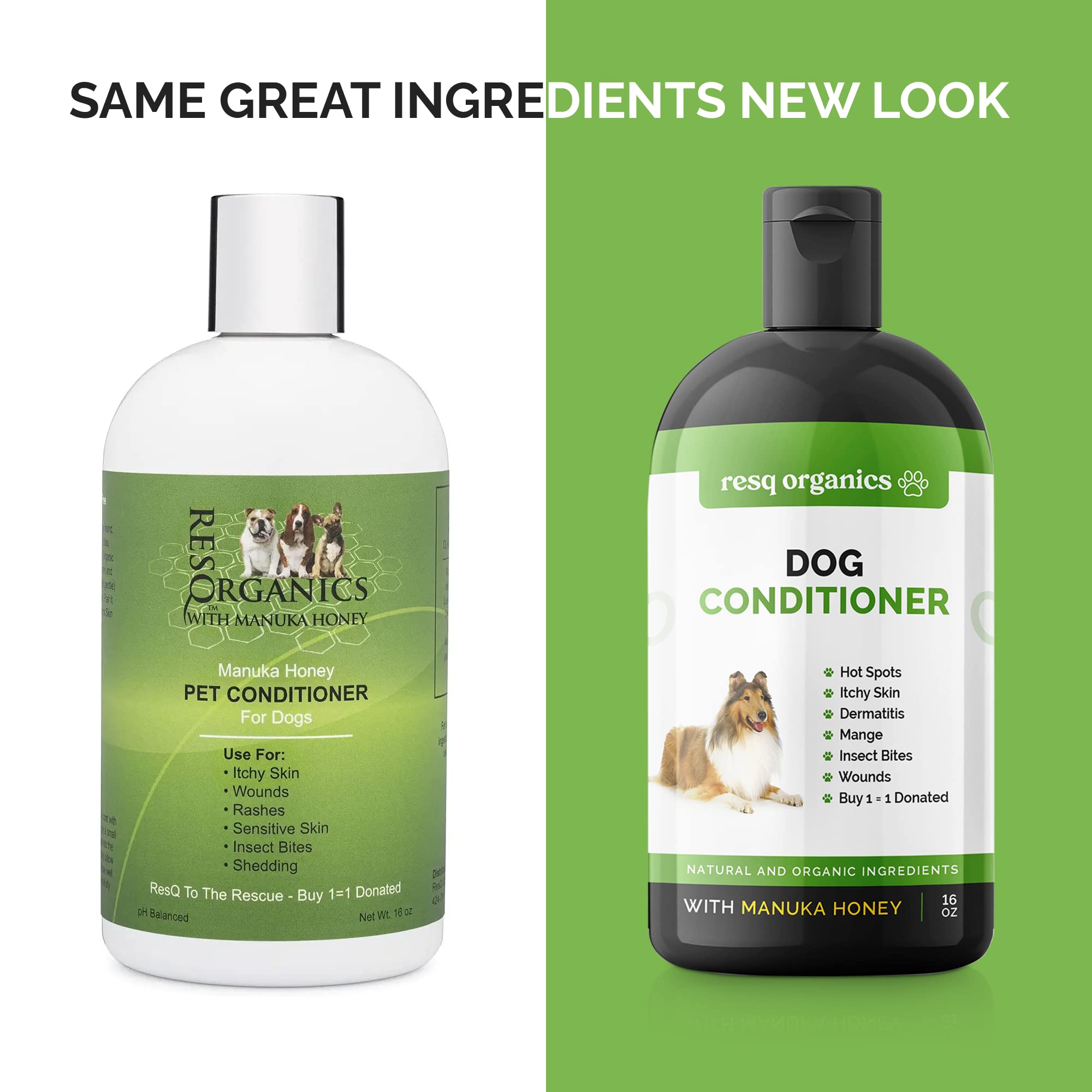 Hypoallergenic Dog Coat Conditioner- Detangles & Softens Fur, Calms Itching & Dryness, Organic Aloe Vera & Manuka Honey Soothes