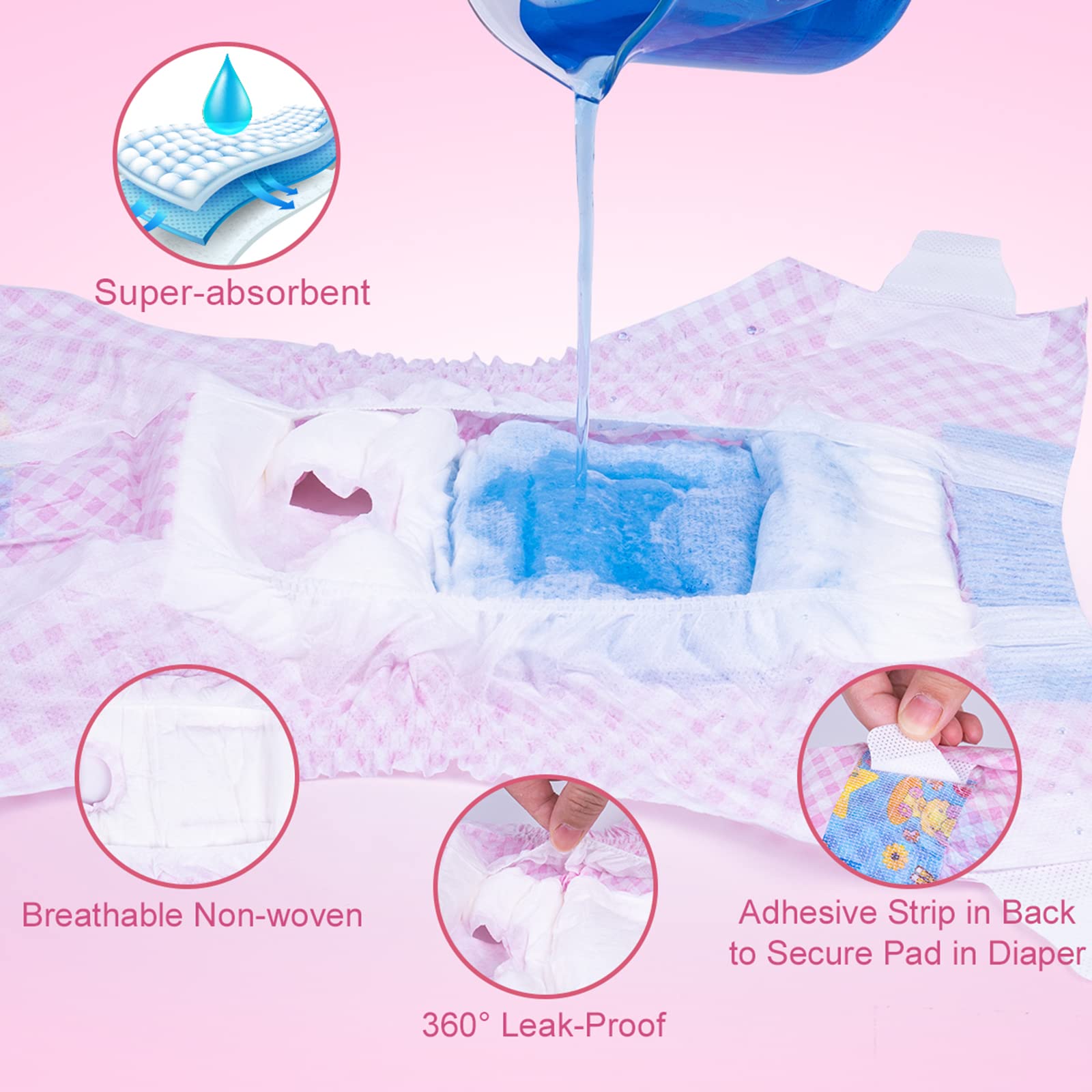 Flying Paws Disposable Female Dog Diapers, Puppy Diapers with Adjustable Elastic Waistline for Female Dog or Cat in Heat, Incont