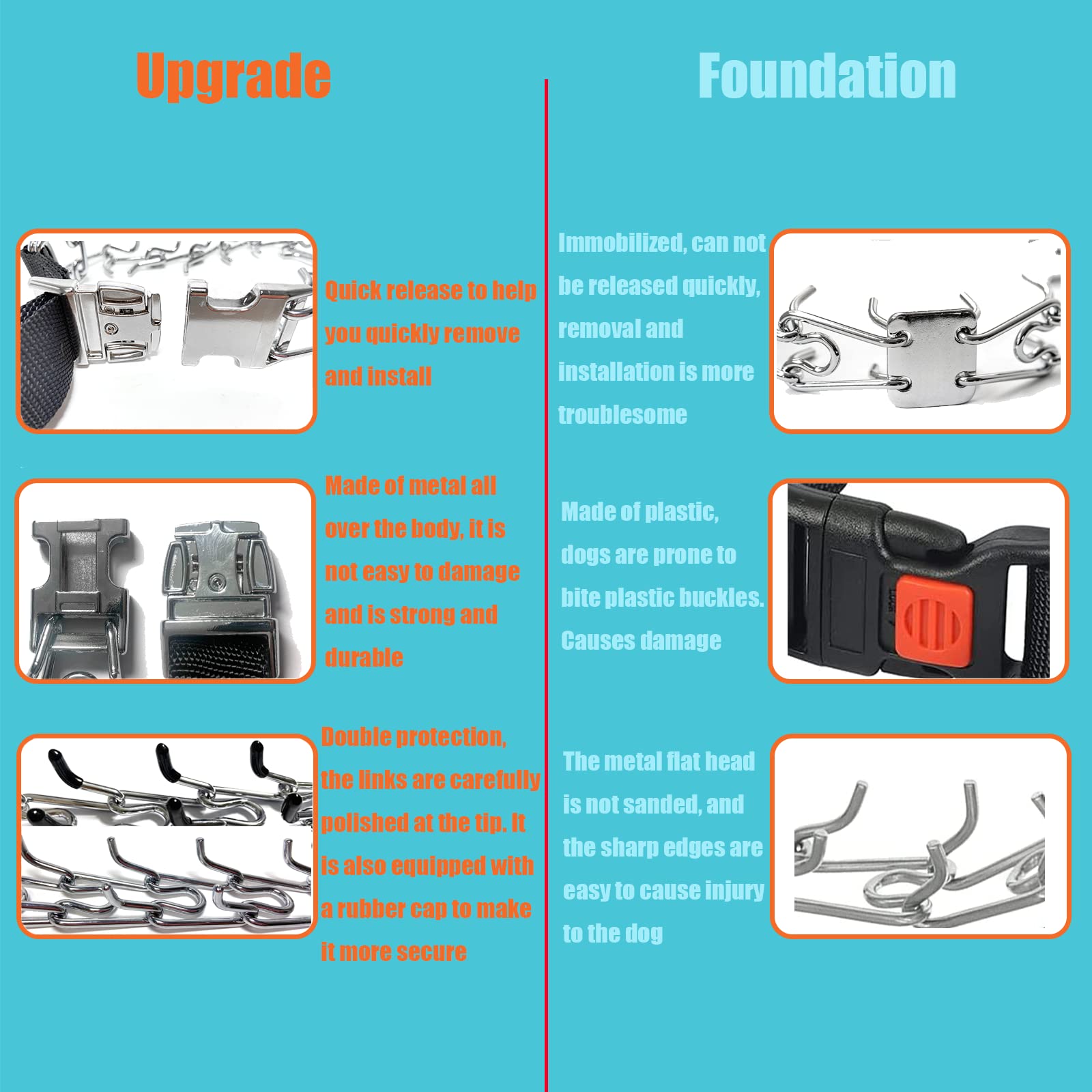 Prong Training Collar For Dogs, Adjustable Dog Pinch Collar With Quick Release Buckle, No Pull Collar For Small Medium Large Dog