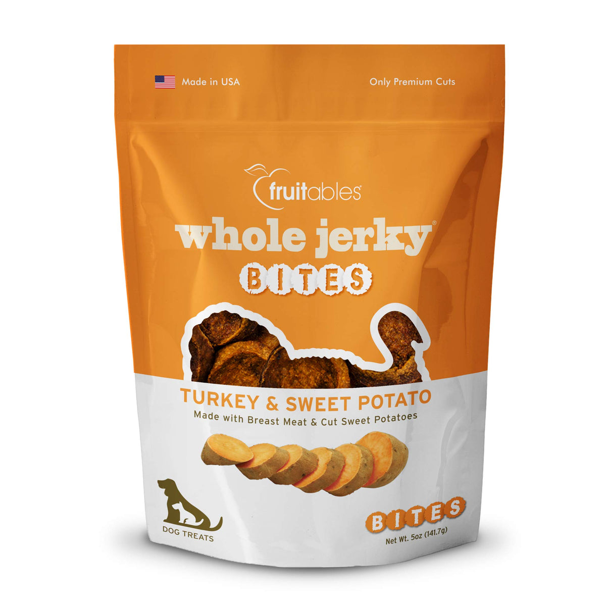 Fruitables Small Dog Treats - Whole Jerky Bites - Healthy Treats - Turkey & Sweet Potato Flavor - 5 Ounces