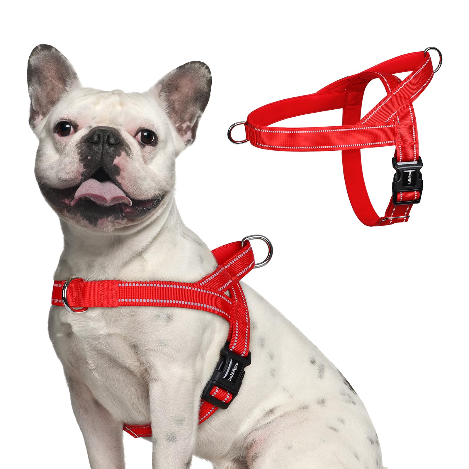 Rabbitgoo Dog Harness No Pull, Quick Fit For Medium Sized Dog With Soft Padded Handle, Chest Adjustable Reflective Pet Vest, No 