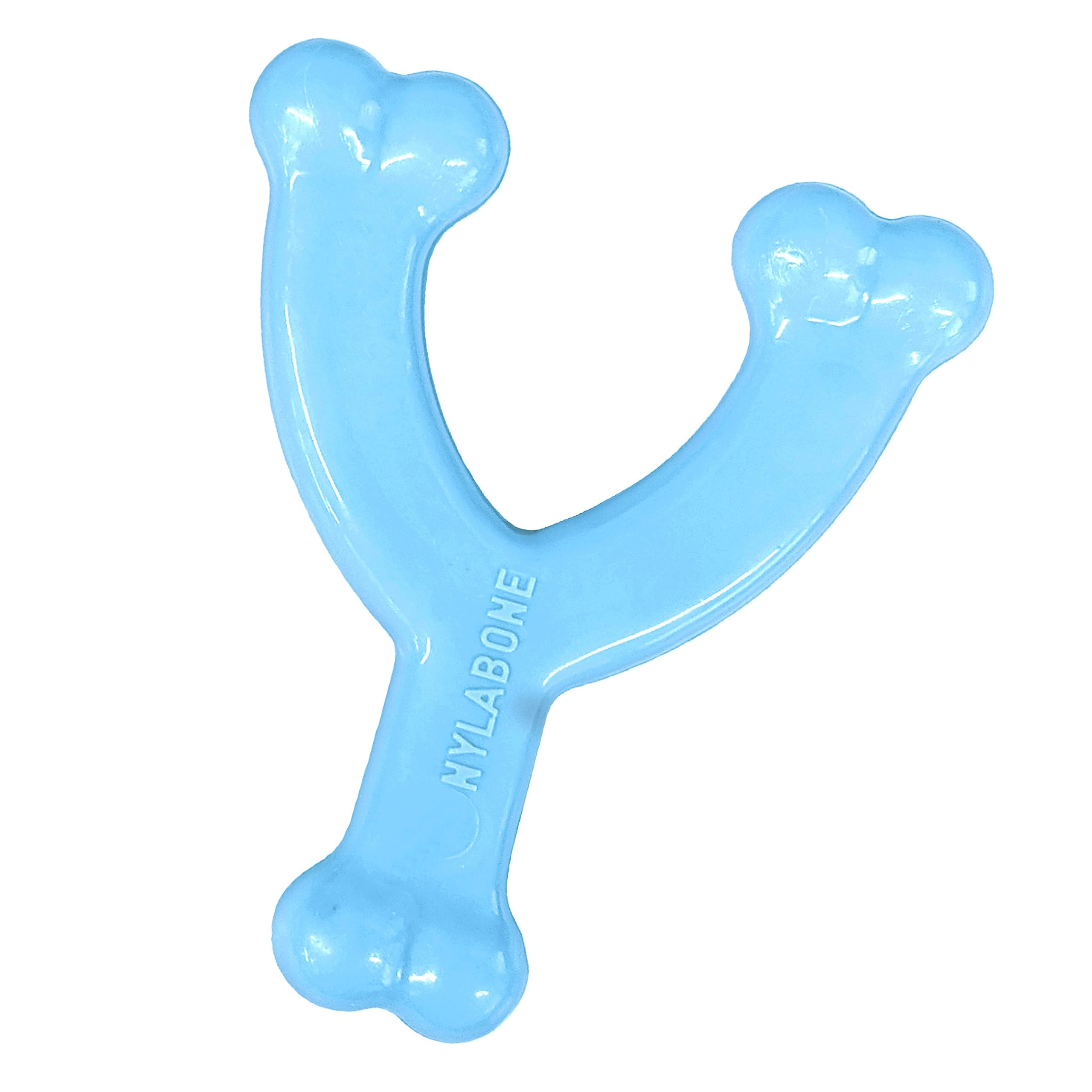 Nylabone Wishbone Puppy Chew Toy, Toys For Teething Puppies, Blue, Chicken Flavor, X-Small - Up To 15 Lbs, 1 Count