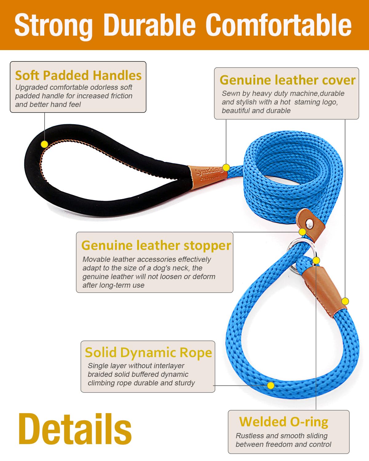 Lynxking 8 Ft Dog Leash Slip Lead 2 Pack Strong Heavy Duty Braided Dog Training Leash No Pull Training Lead Leashes For Medium Large And Small Dogs