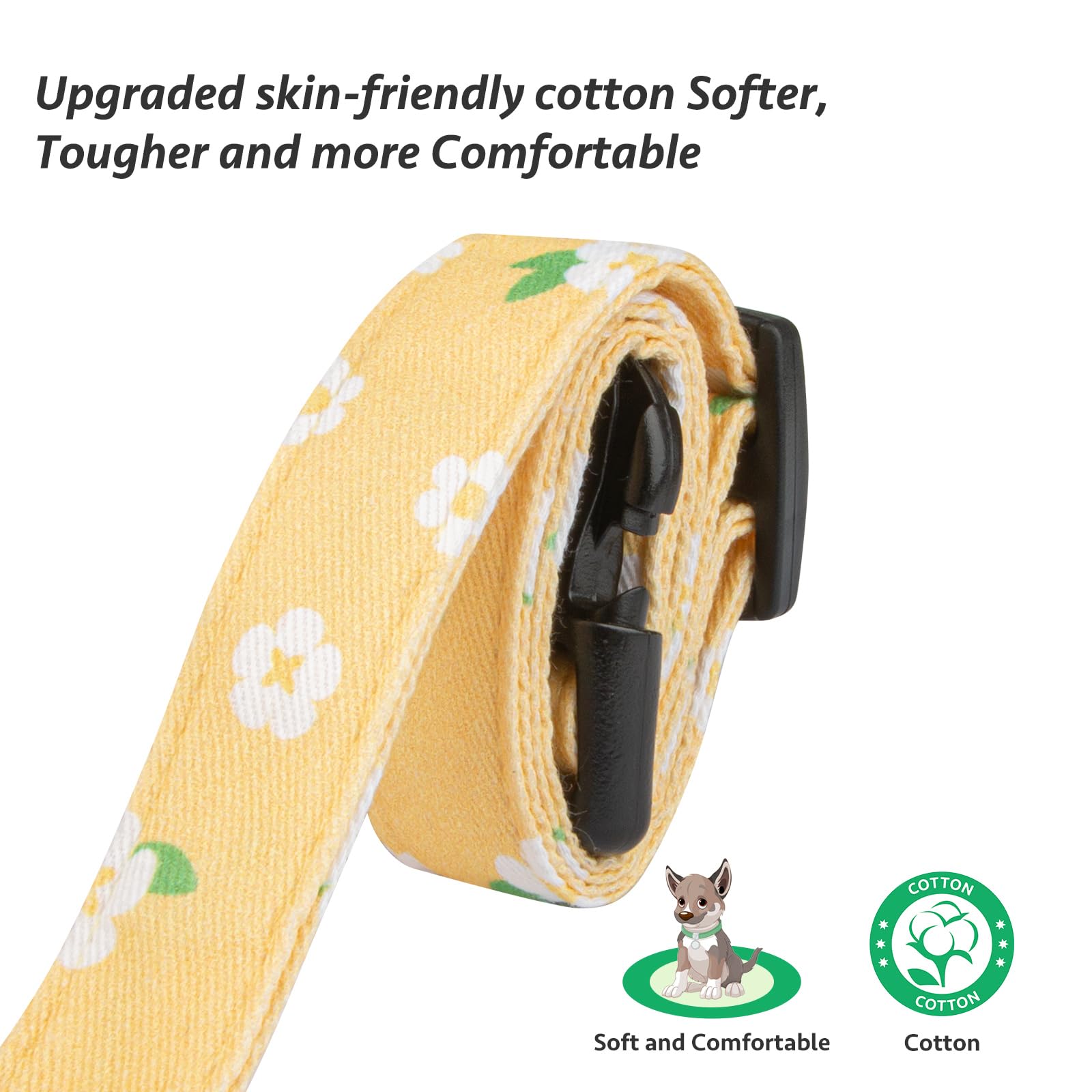 Cotton Handmade Dog Collar Cute And Distinctive Patterns Yellow Flower With Pendant For Girl Boy Dogs Collars S