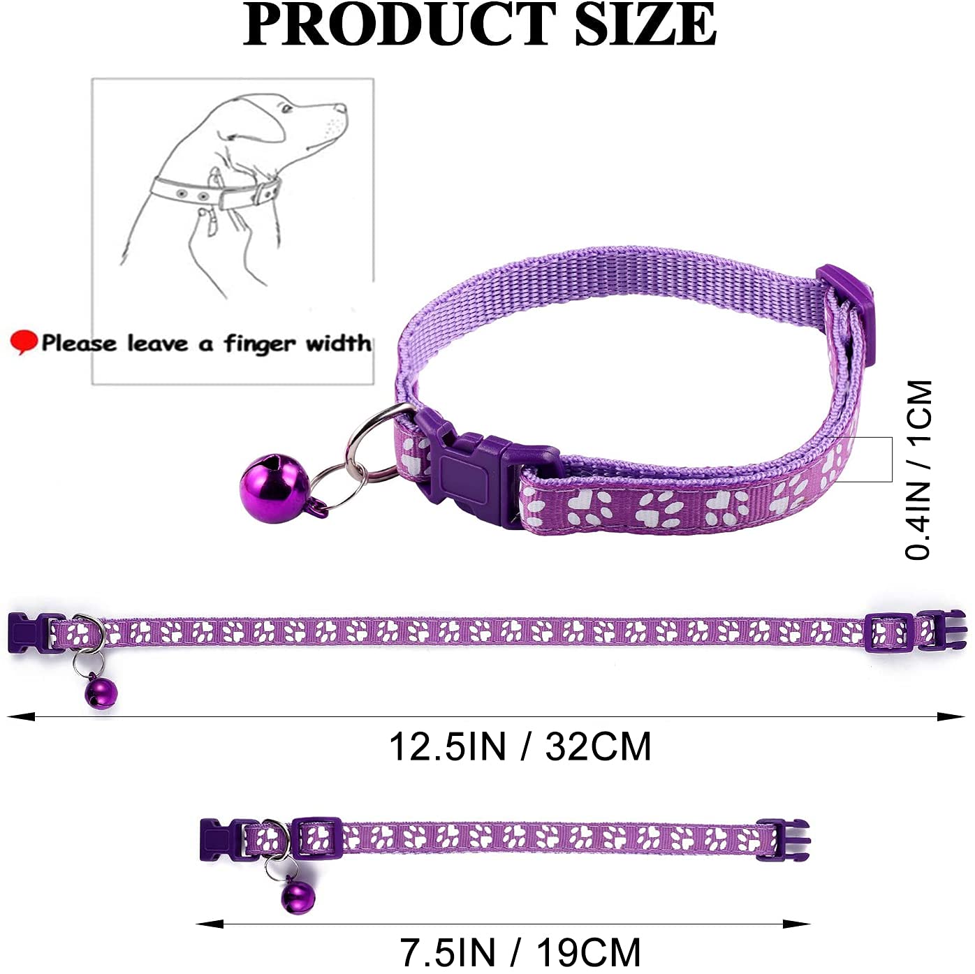 Flymind Puppy Collars, 19Pcs Whelping Puppy Id Collars With Bell Adjustable 19-32Cm, Soft Nylon Litter Identification Dog Collar