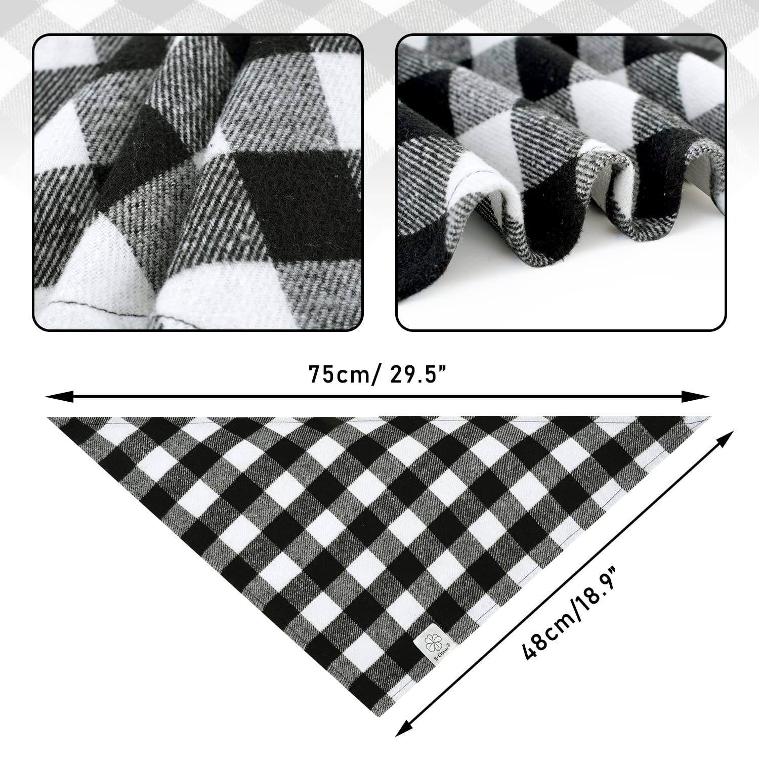 E-Clover Dog Bandanas Matching Owner Beanie Plaid Dog Bandana Bibs With Knit Hat For Medium Large Dogs Mom Dad Gifts White Black