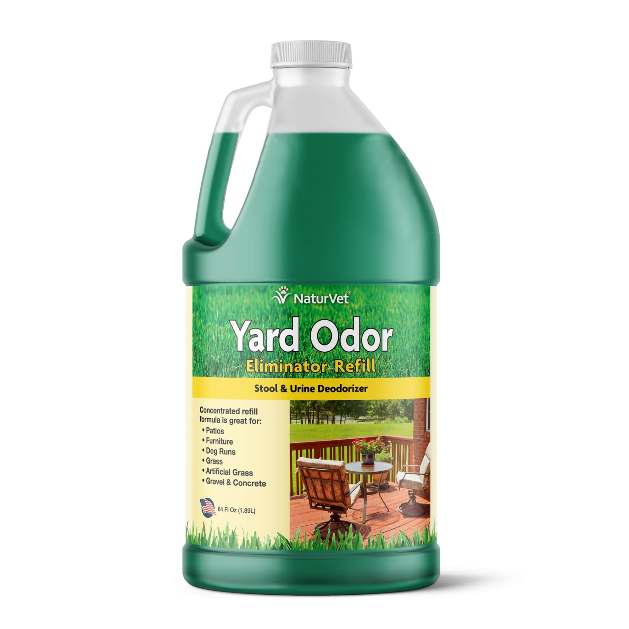 Naturvet - Yard Odor Eliminator - Eliminate Stool And Urine Odors From Lawn And Yard - Designed For Use On Grass, Plants, Patios, Gravel, Concrete & More - 64 Oz Refill