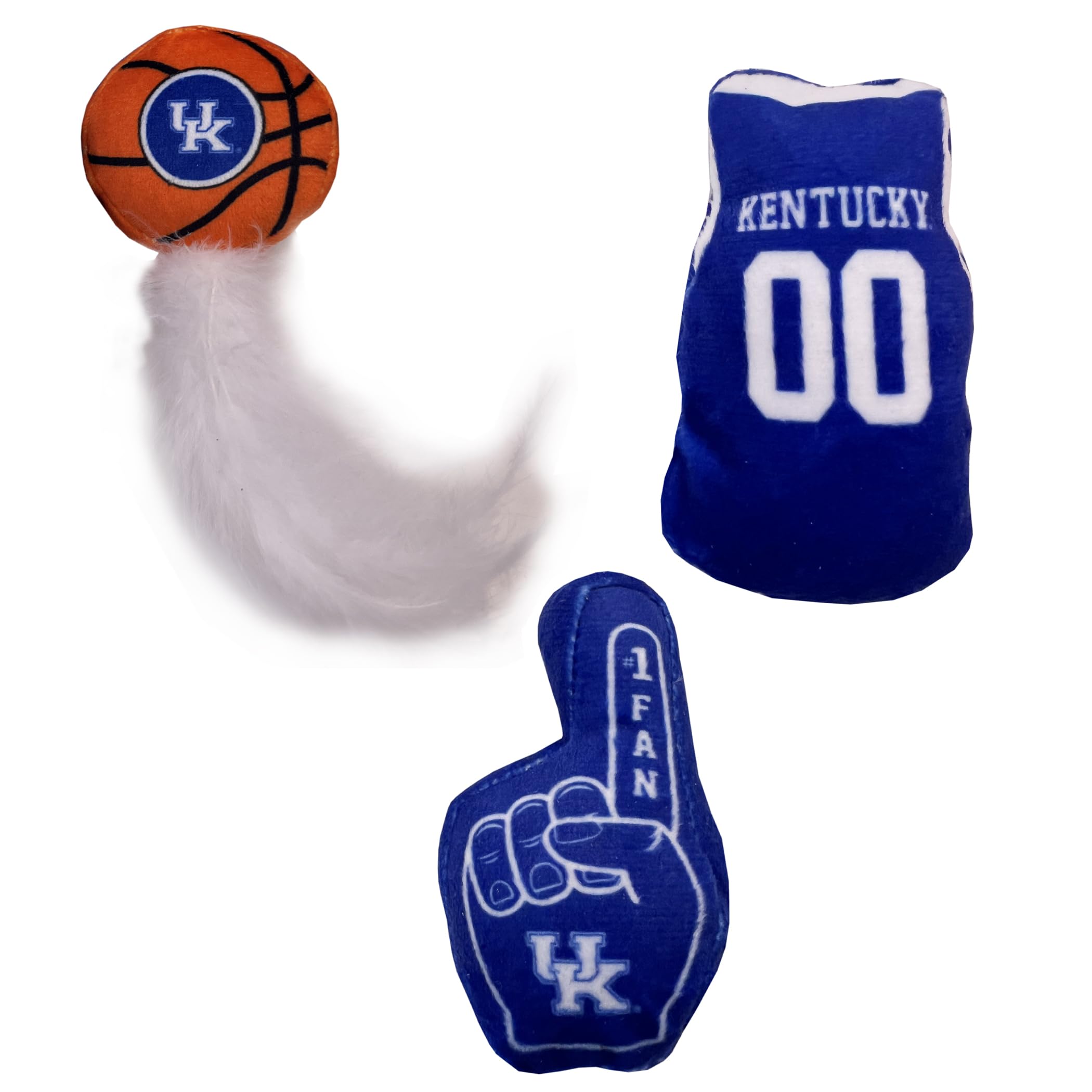 Pets First Best Plush Cat Toy - Ncaa Kentucky Wildcats Complete Set Of 3 Piece Cat Toys Filled With Fresh Catnip. Includes: 1 He