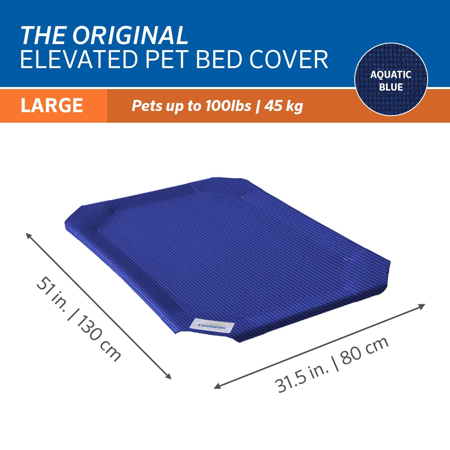 Coolaroo The Original Elevated Pet Bed Replacement Cover, Large, Aquatic Blue