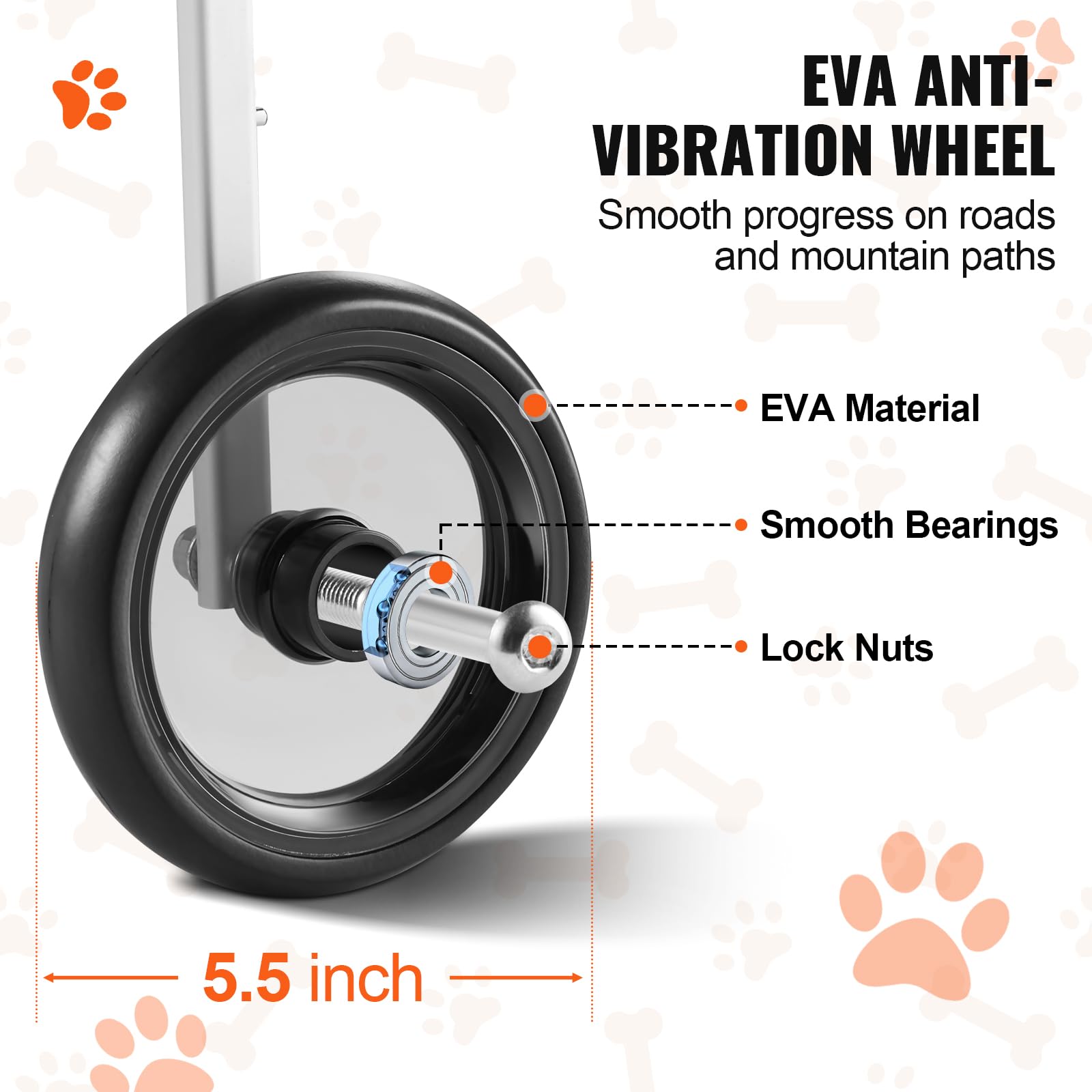 VEVOR 2 Wheels Dog Wheelchair for Back Legs, Pet Wheelchair Lightweight & Adjustable Assisting in Healing, Dog Cart/Wheelchair f