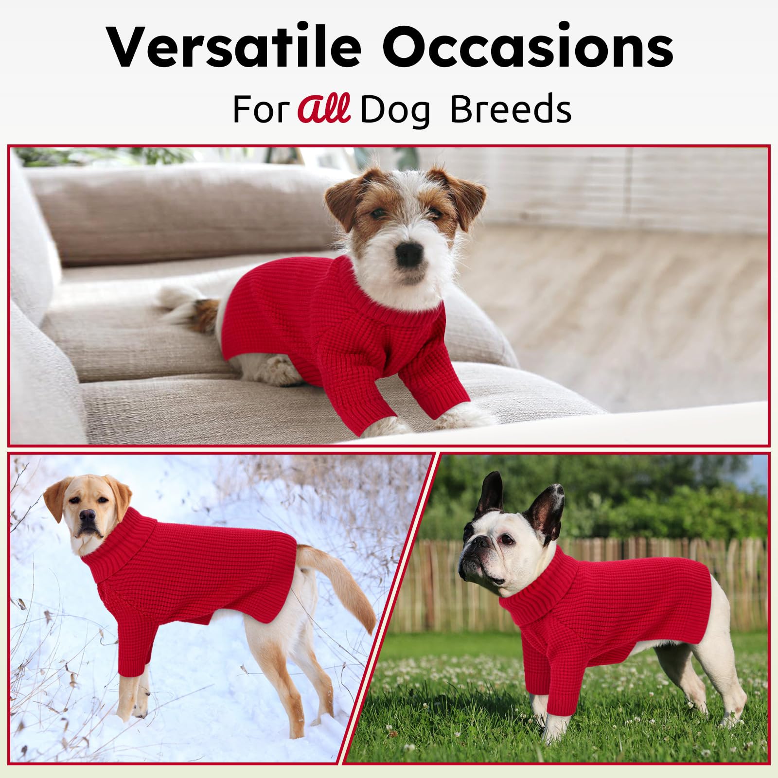 Queenmore Dog Sweaters For Medium Dogs, Waffle Knit Doggie Sweater With Long Sleeve, Dog Sweaters For Medium Dogs, Cat Christmas