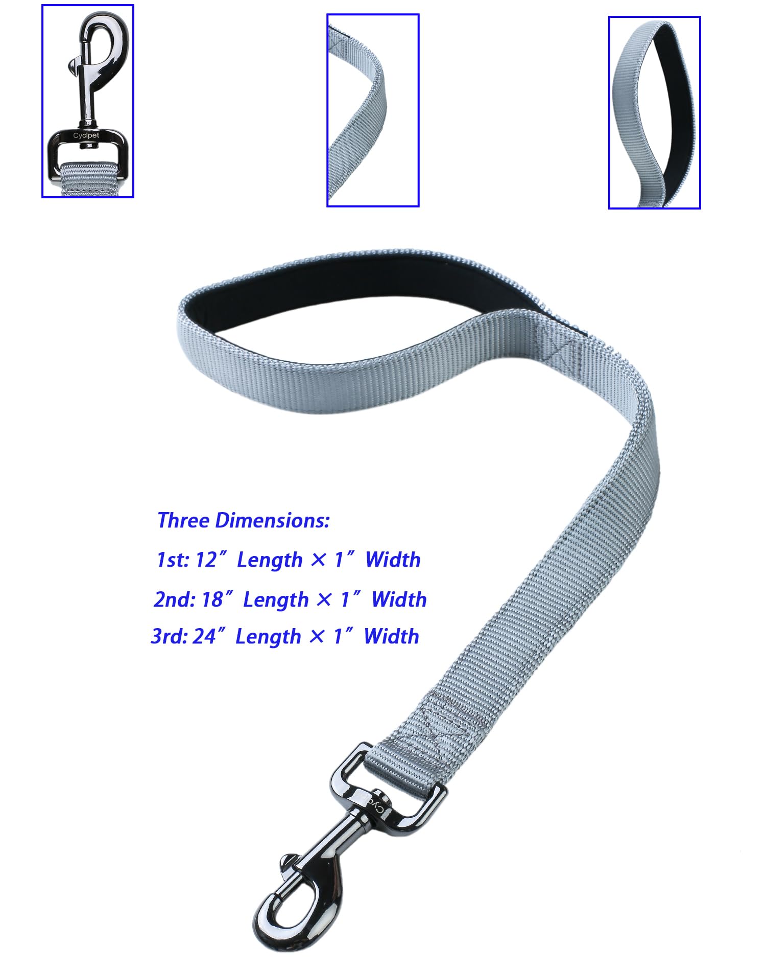 Cyclpet Premium 18 Inches Nylon Short Leash With Soft Nylon And Comfortable Padded Handle For Large Medium Breed Dogs Daily Use