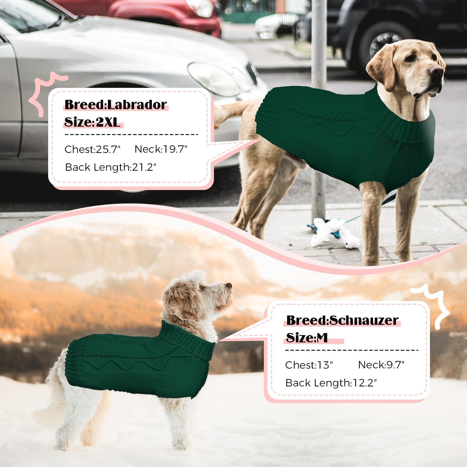 Dog Sweaters For Small Large Dogs Girl, Soft Warm Pup Dogs Shirt, Turtleneck Sweaters For Medium Large Dogs, Double Knitting Col