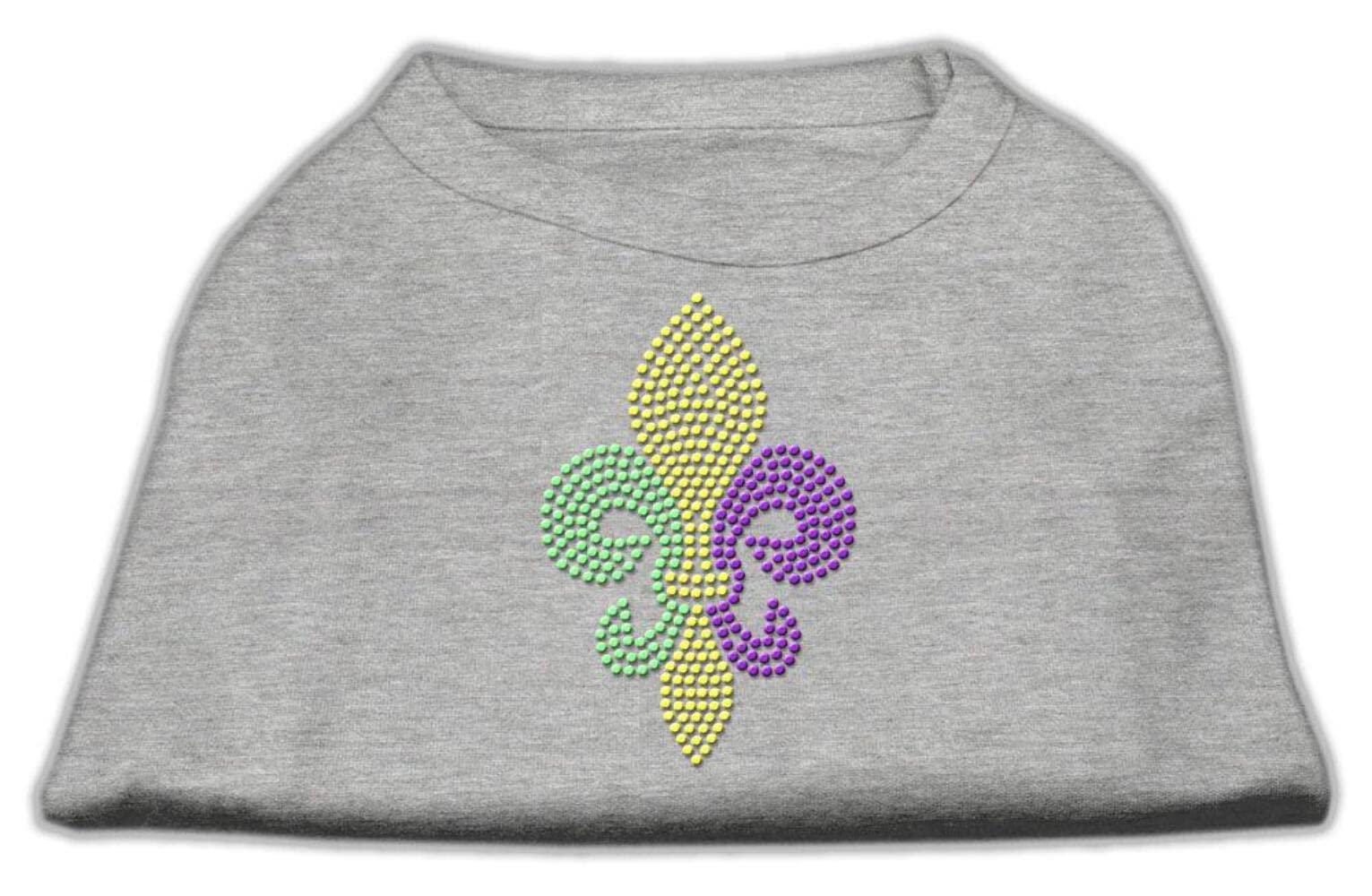 Mirage Pet Products Mardi Gras Fleur De Lis Rhinestone Dog Shirt, Medium, Grey