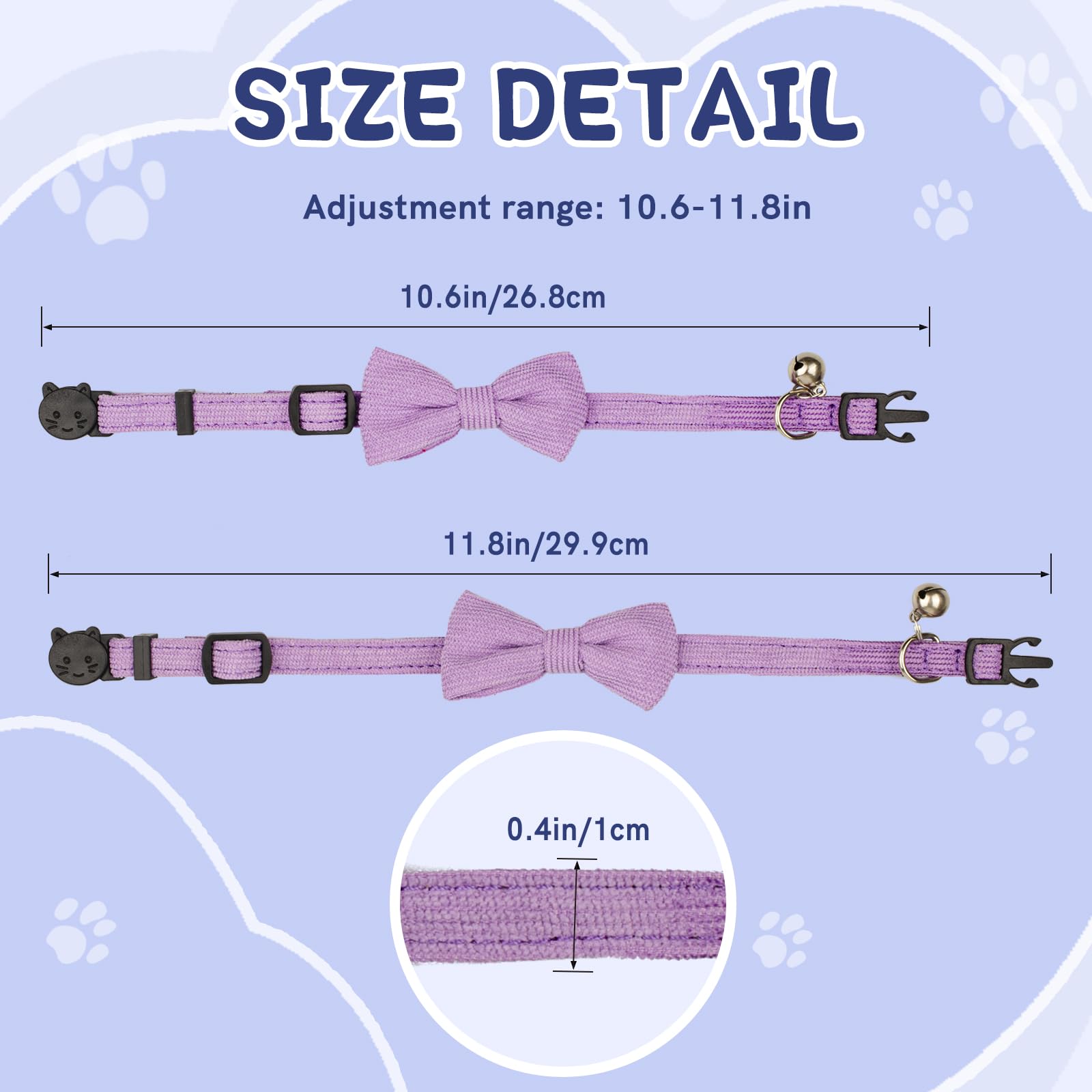 Sychien 2 Pack Cat Collar With Breakaway Bowtie And Bell Adjustable Breakaway Cat Collars For Girl Female Boy Male