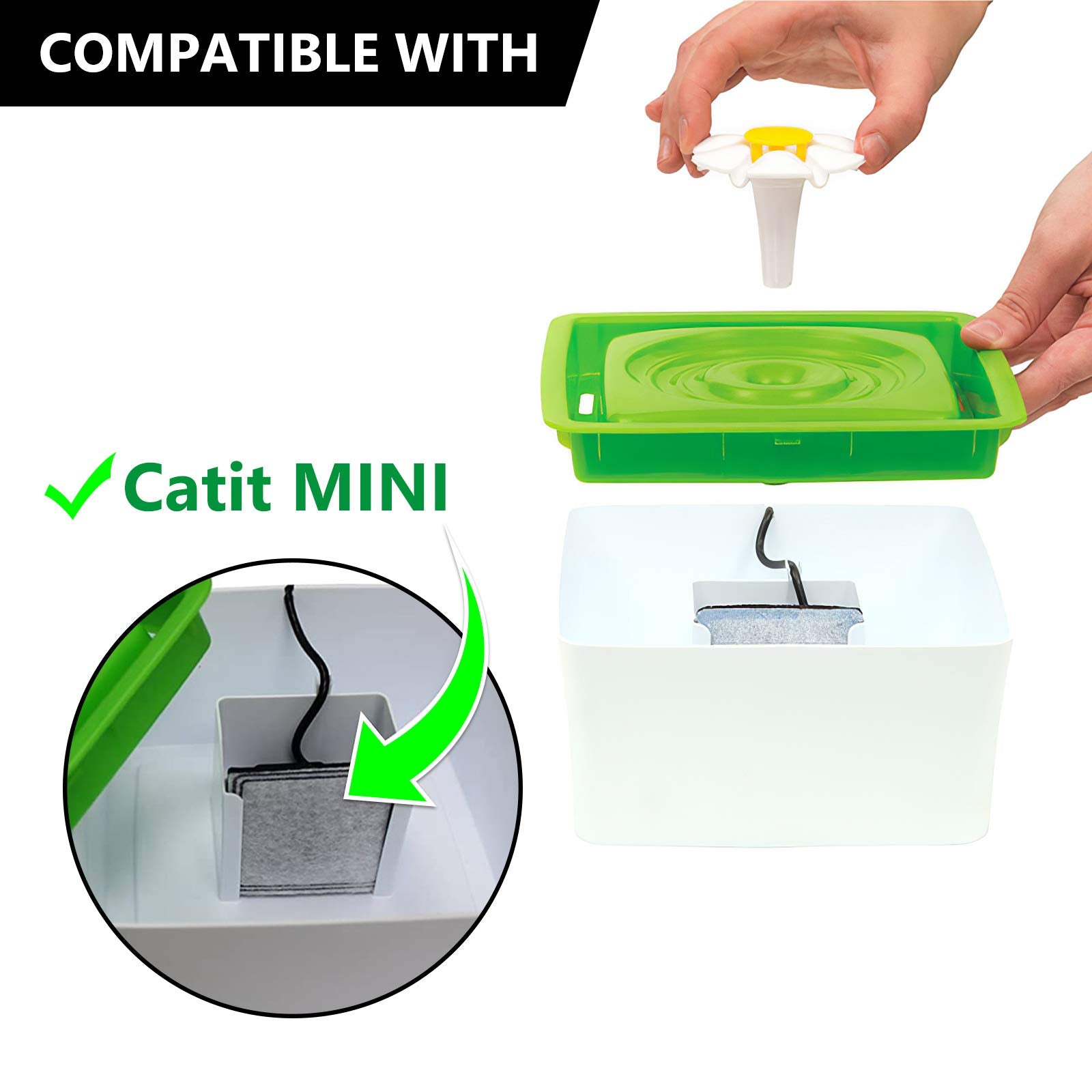 Myfatboss Replacement Carbon Filters, Pet Water Filters Fountain Filters Compatible With Catit Mini Flower Fountain, Pack Of 12