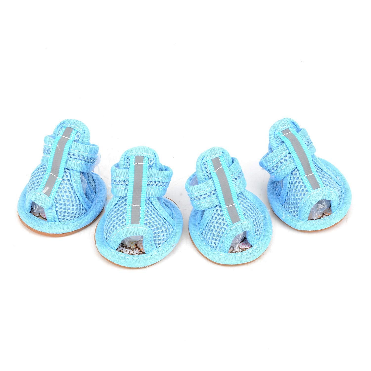 Zunea Summer Dog Shoes For Hot Pavement Breathable Mesh Sandals Puppy Anti Slip Paw Protectors Adjustable Reflective For Boys Girls Pet Small Dog Cat Chihuahua Blue 3#