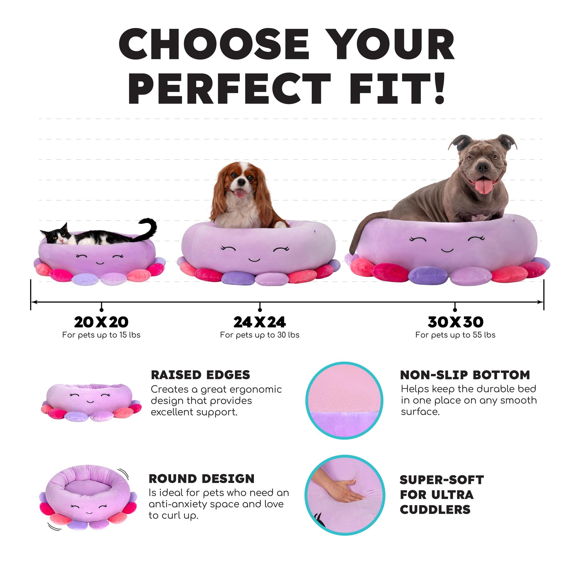 Squishmallows Original 24-Inch Tatiana The Dragon Pet Bed - Medium-Sized Ultrasoft Official Plush Pet Bed For Dogs And Cats