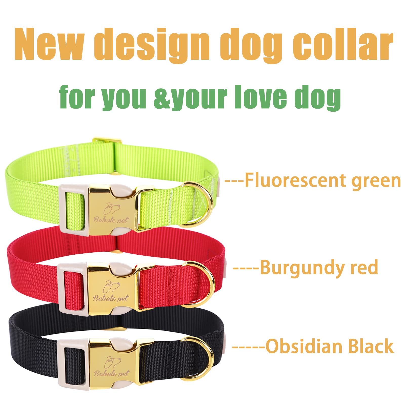 Babole Nylon Dog Collars Red For Small Puppy Dog,13 Colors,Adjustable Soft Comfortable Pet Collars With Safety Metal Buckle For Medium Large Boy&Girl&Female Dog(Burgundy Red-M)