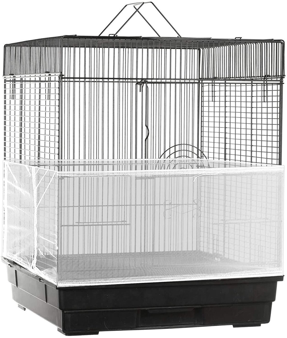 Ismarten Bird Cage Seed Catcher Mesh Skirt Cover, White, Foldable, 59-98 In Circumference, 13 In Height, Prevent Scatter And Mes