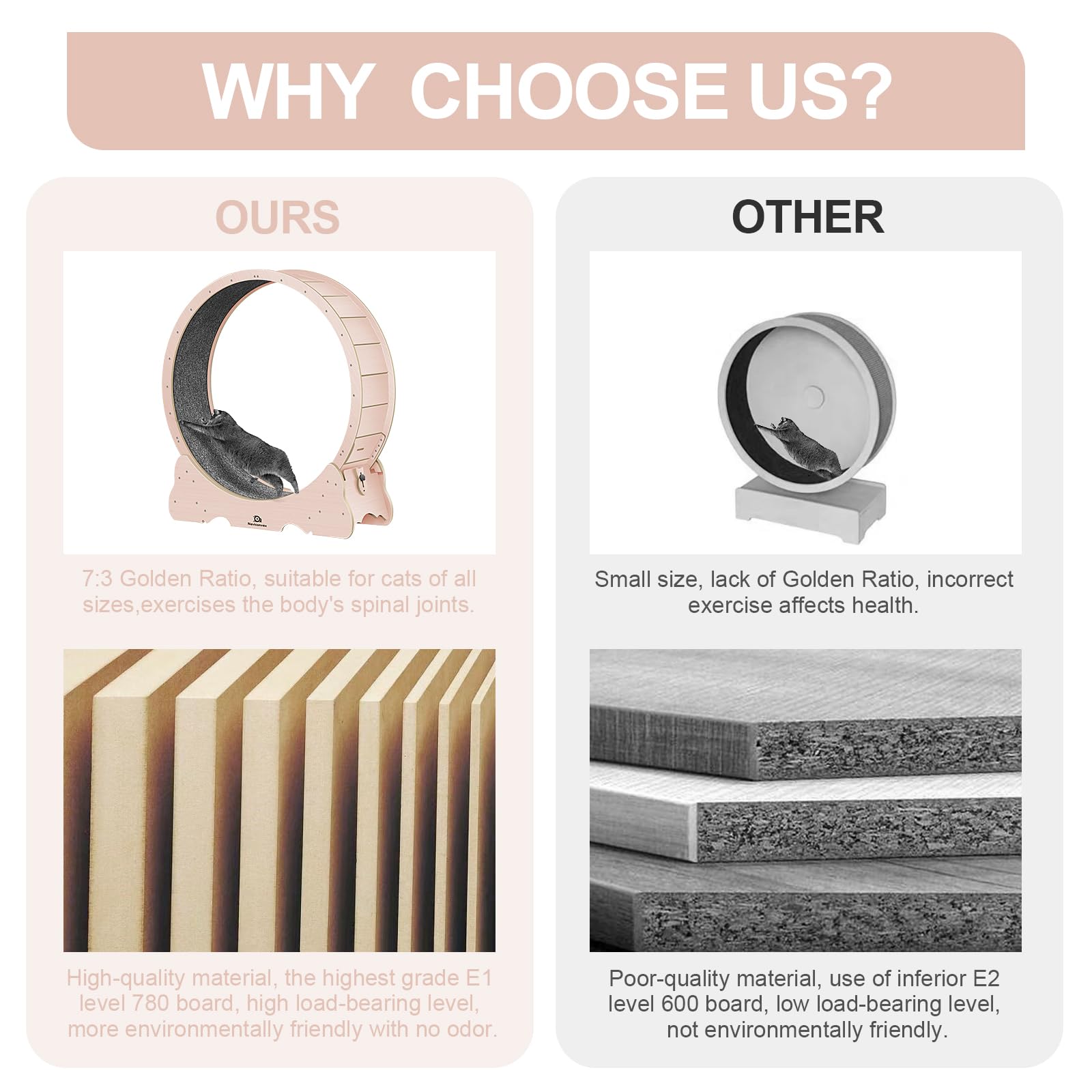 Naviconvex Cat Wheel, 47'' Xl Large Cats Exercise Running Wheel, Cat Treadmill For Indoor Cats, Pink