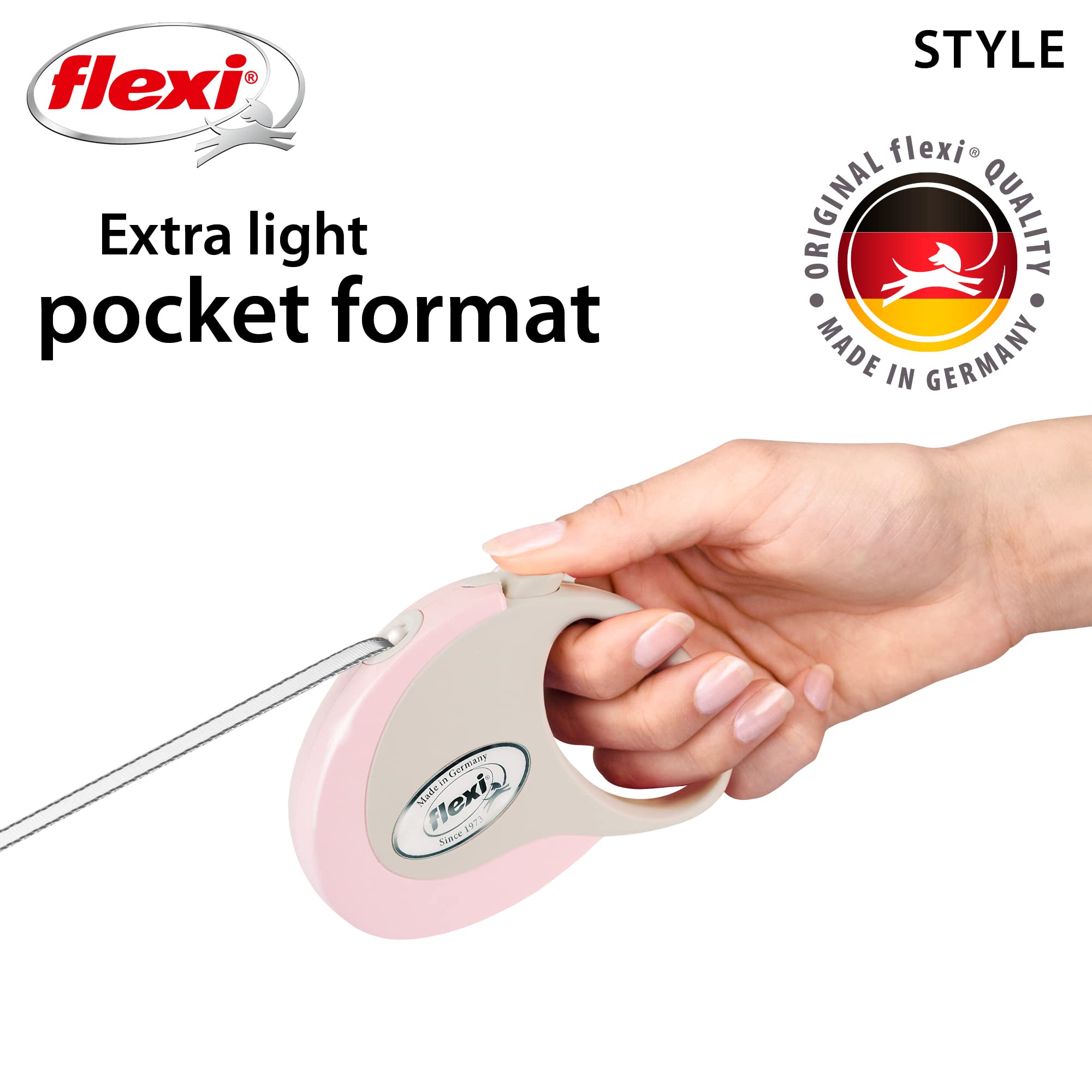 Flexi Tape Retractable Dog Leashes For Small Dogs Upto 26 Lbs. - 10 Ft., Pink/Rose | Tangle Free Pet Walking Leash With One-Hand