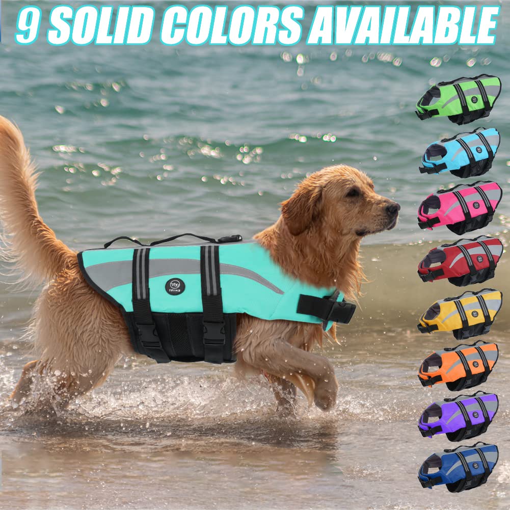 Emust Life Jacket For Large Dogs, Pet Life Vest For Small/Medium/Large Dogs With Double Rescue Handles, High Reflective Dog Life