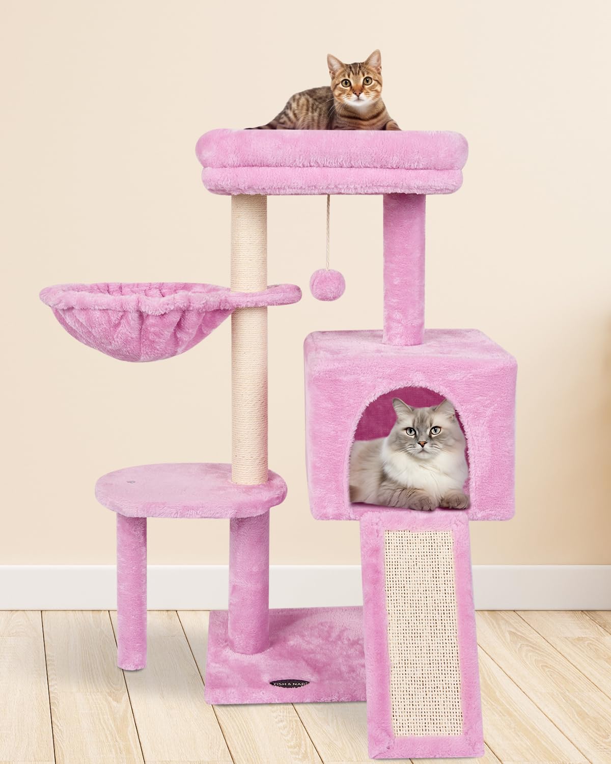 Fish&Nap Cute Cat Tree Kitten Cat Tower For Indoor Cat Condo Sisal Scratching Posts With Jump Platform Cat Furniture Activity Ce