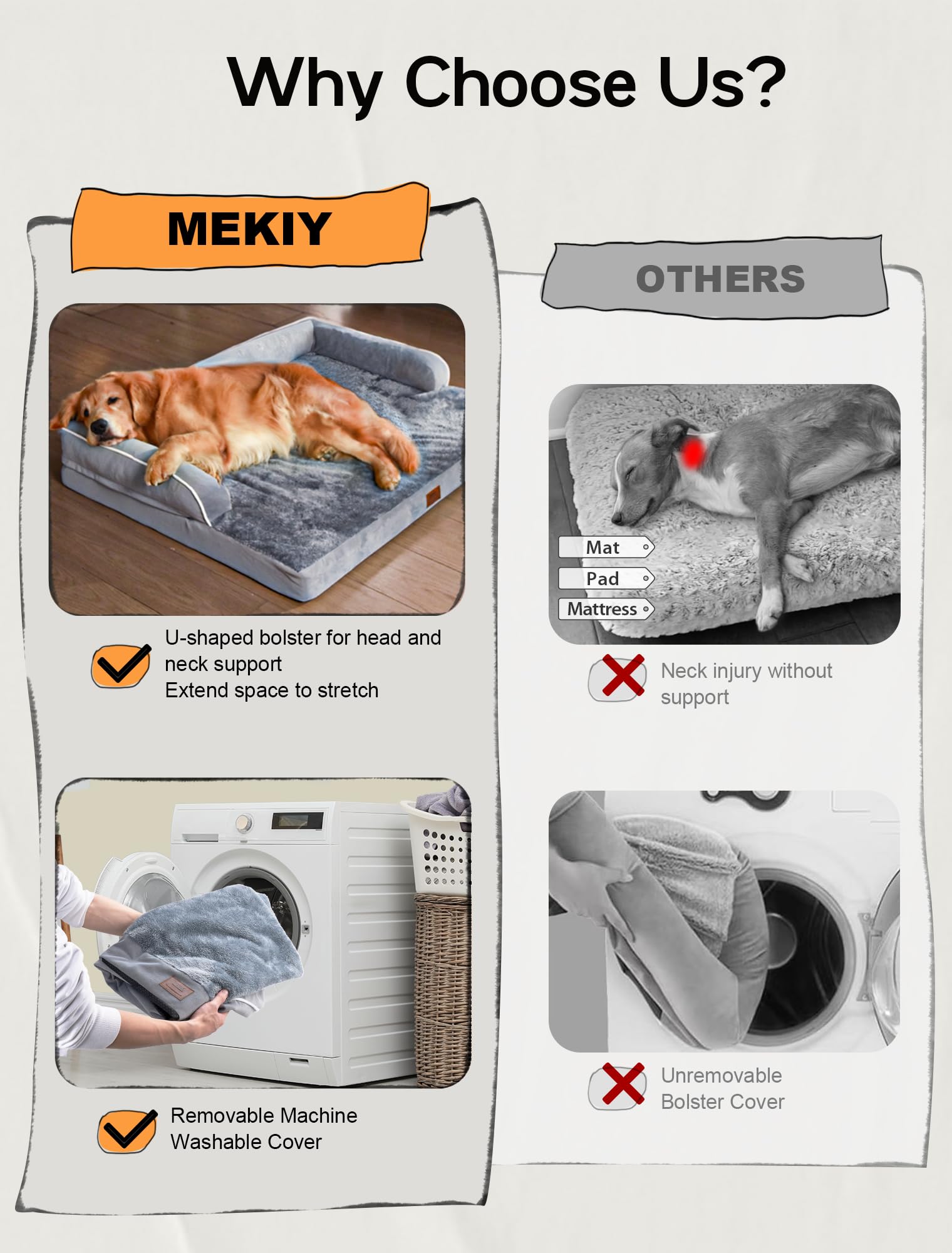 Large Dog Bed Orthopedic Washable: Beds Bolster - Xl Xlarge Extra Big Dogs - Memory Foam - Couch Sofa - Waterproof With Removable Cover