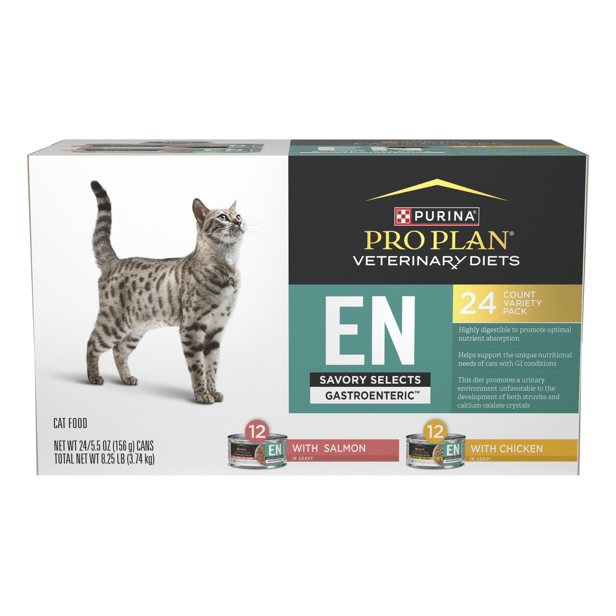 Purina Pro Plan Veterinary Diets EN Gastroenteric Feline Formula Savory Selects in Sauce Variety Pack Wet Cat Food - (Pack of 24