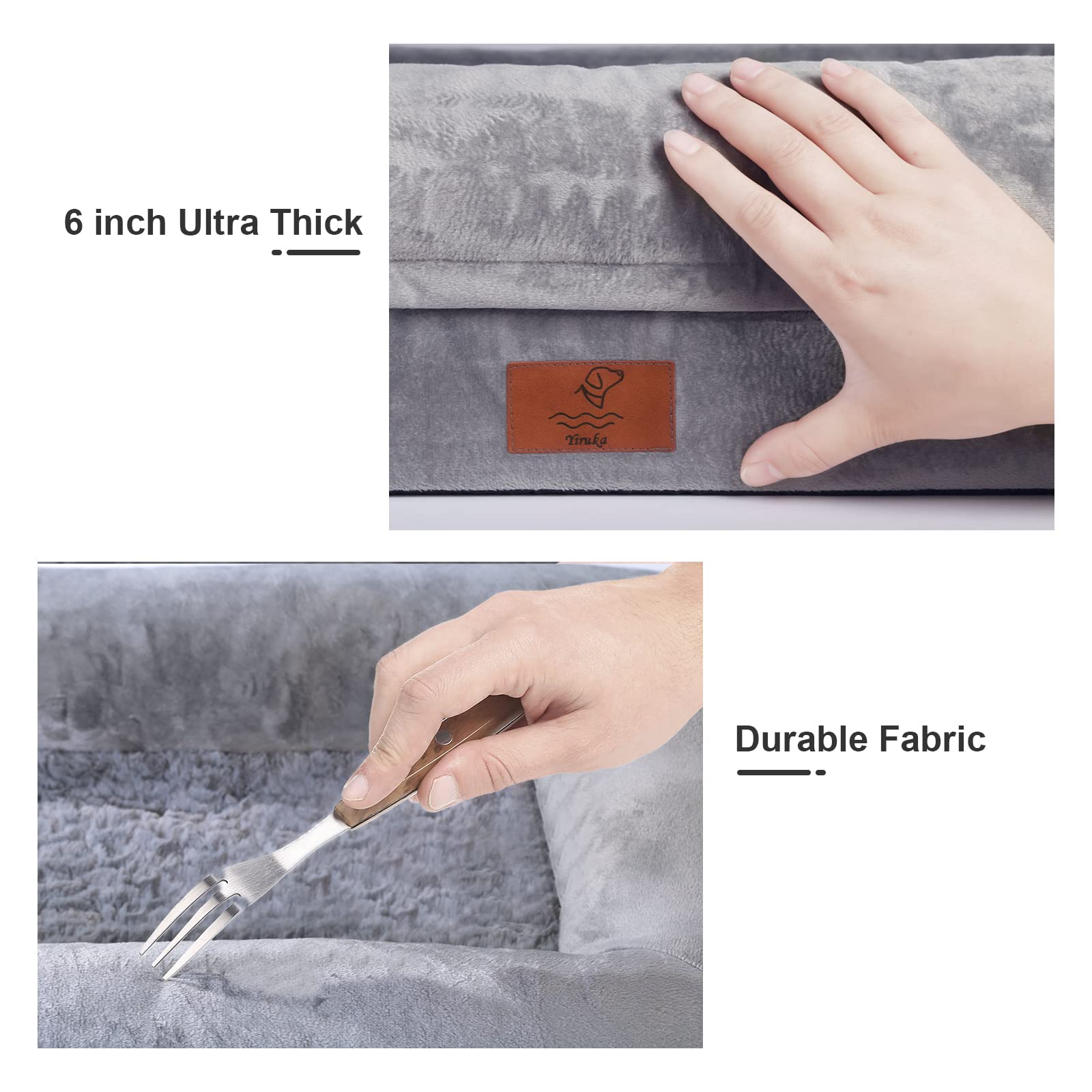 Yiruka Large Dog Bed, Grey Orthopedic Dog Bed, Waterproof Dog Bed With Removable Cover, 4-Sides Removable Bolster Dog Soft Sofa Bed With Nonskid Bottom, Washable Dog Beds For Large Dogs