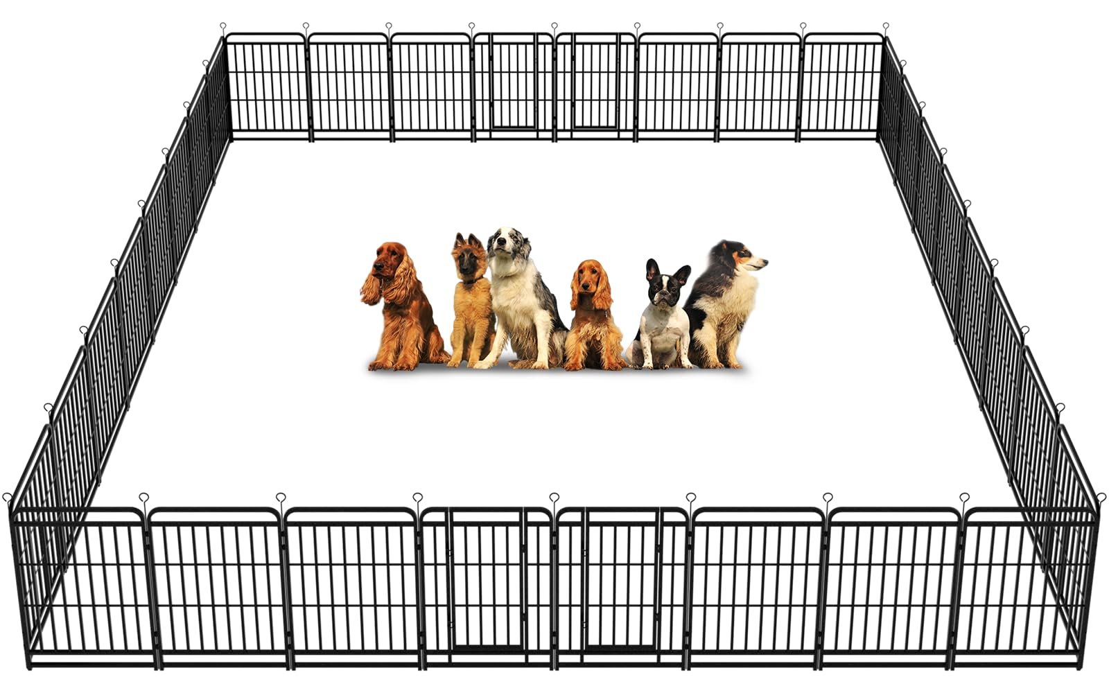 Dog Playpen Outdoor 32 Panels Heavy Duty Dog Fence 40 Height With Thick Pipe Anti-Rust With Doors Portable For Rv Camping Yard