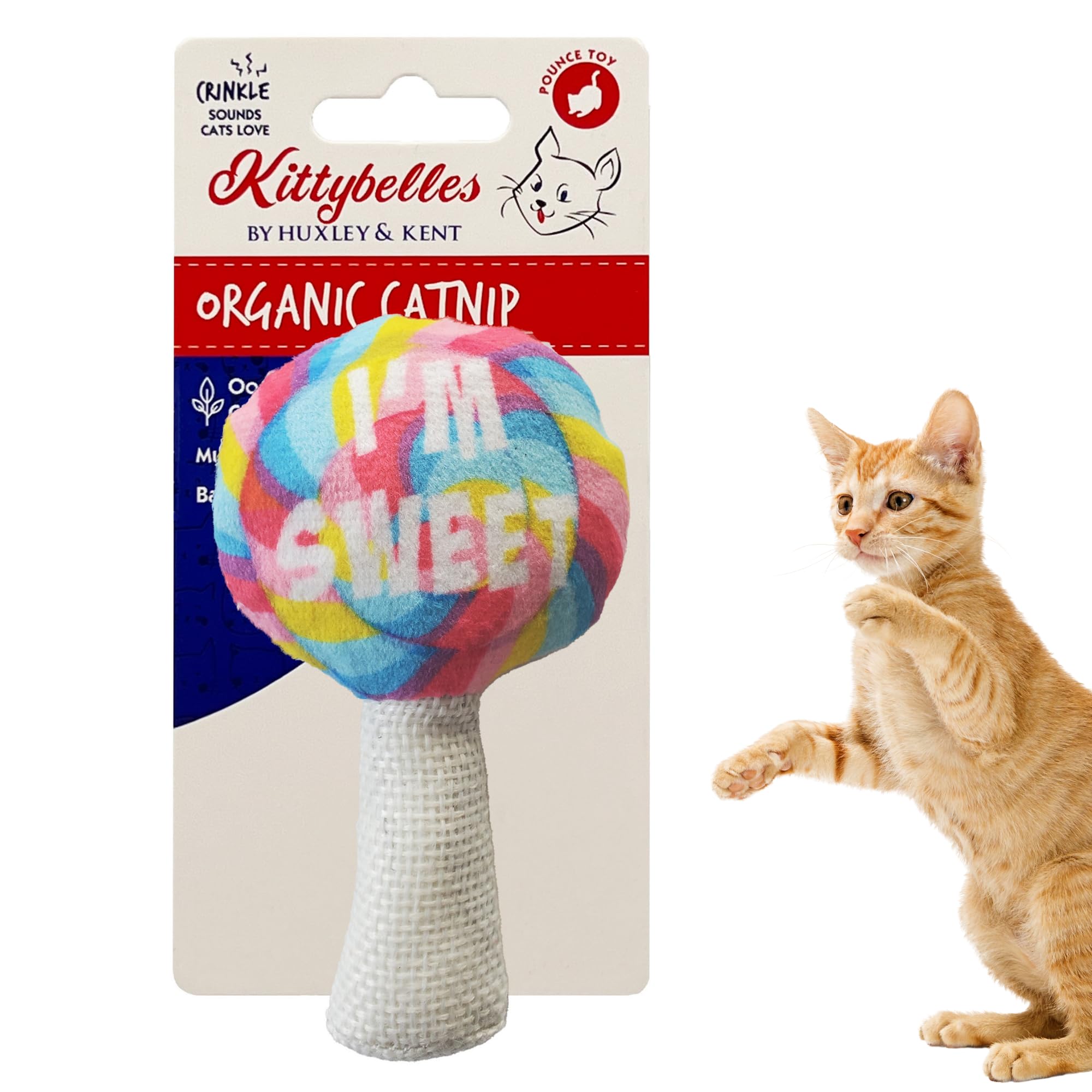 Huxley & Kent Plush Cat Toy - I'M Sweet Lollipop - Easter/Spring Snack Attack Strong Catnip Filled - Plush Interactive Kitten An