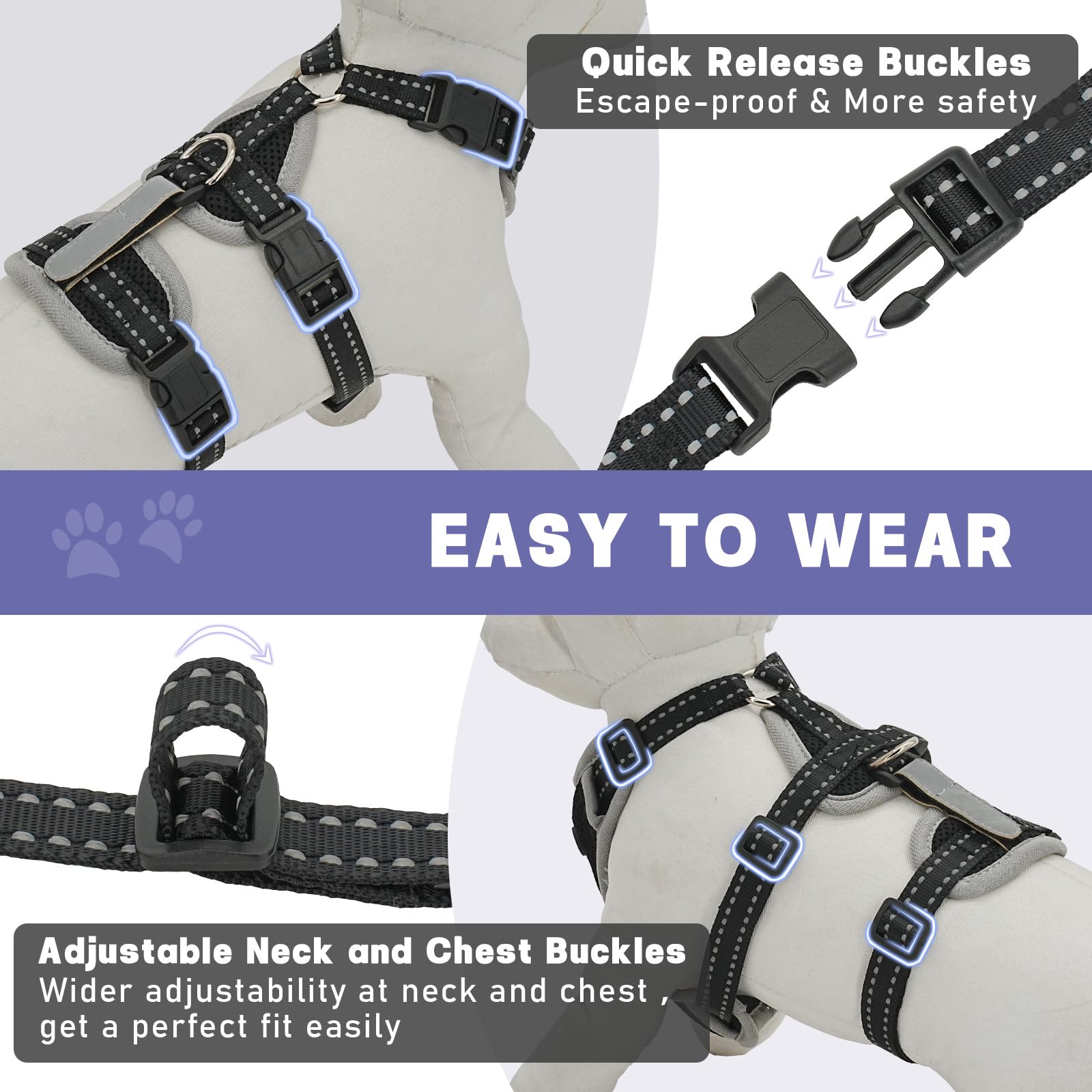 Cat Harness For Walking, Escape Proof Cat Harness And Leash Set With Reflective Strip, Adjustable Cat Leash Breathable Soft Vest