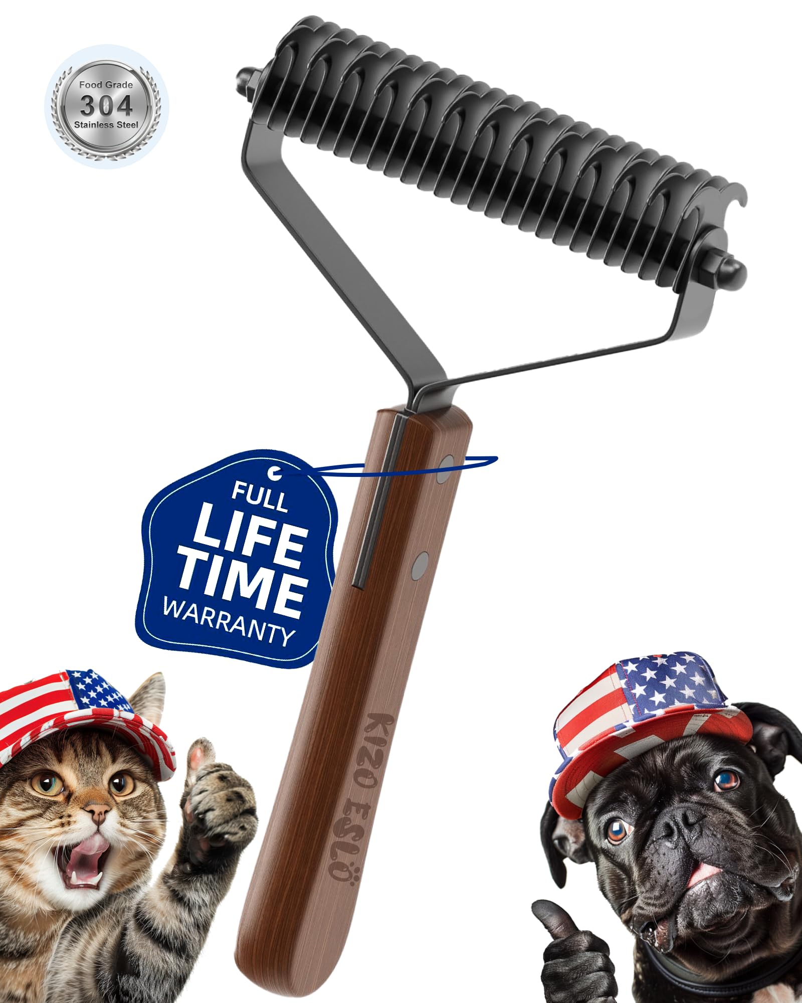 Extra Large 2-Sided Undercoat Rake For Dogs & Cats, Dog Brush For Shedding Remove Mats, Dematting Comb, Safe&Gentle Grooming Bru