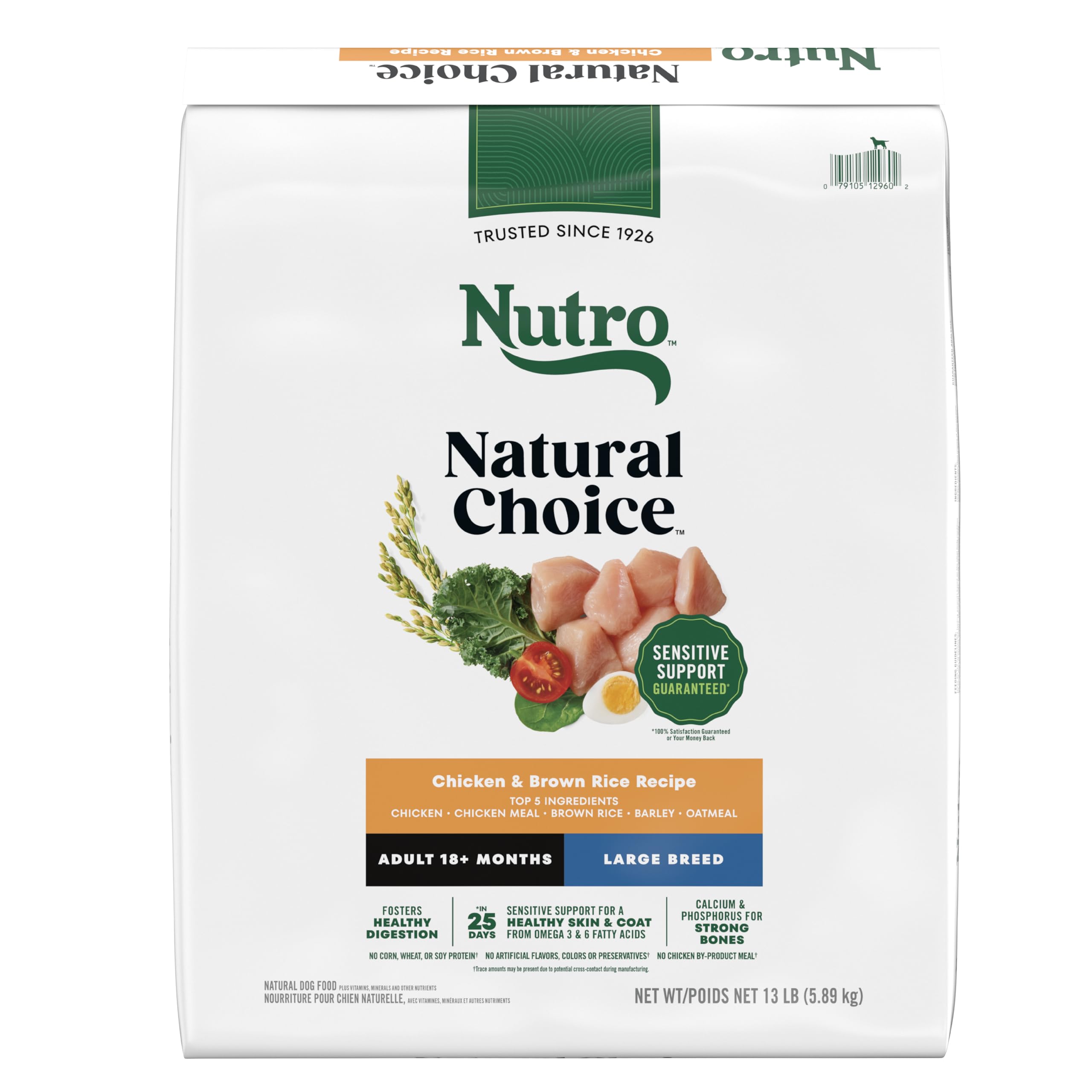 Nutro Natural Choice Adult Large Breed Dog Food, Chicken & Brown Rice, 13 lb Bag