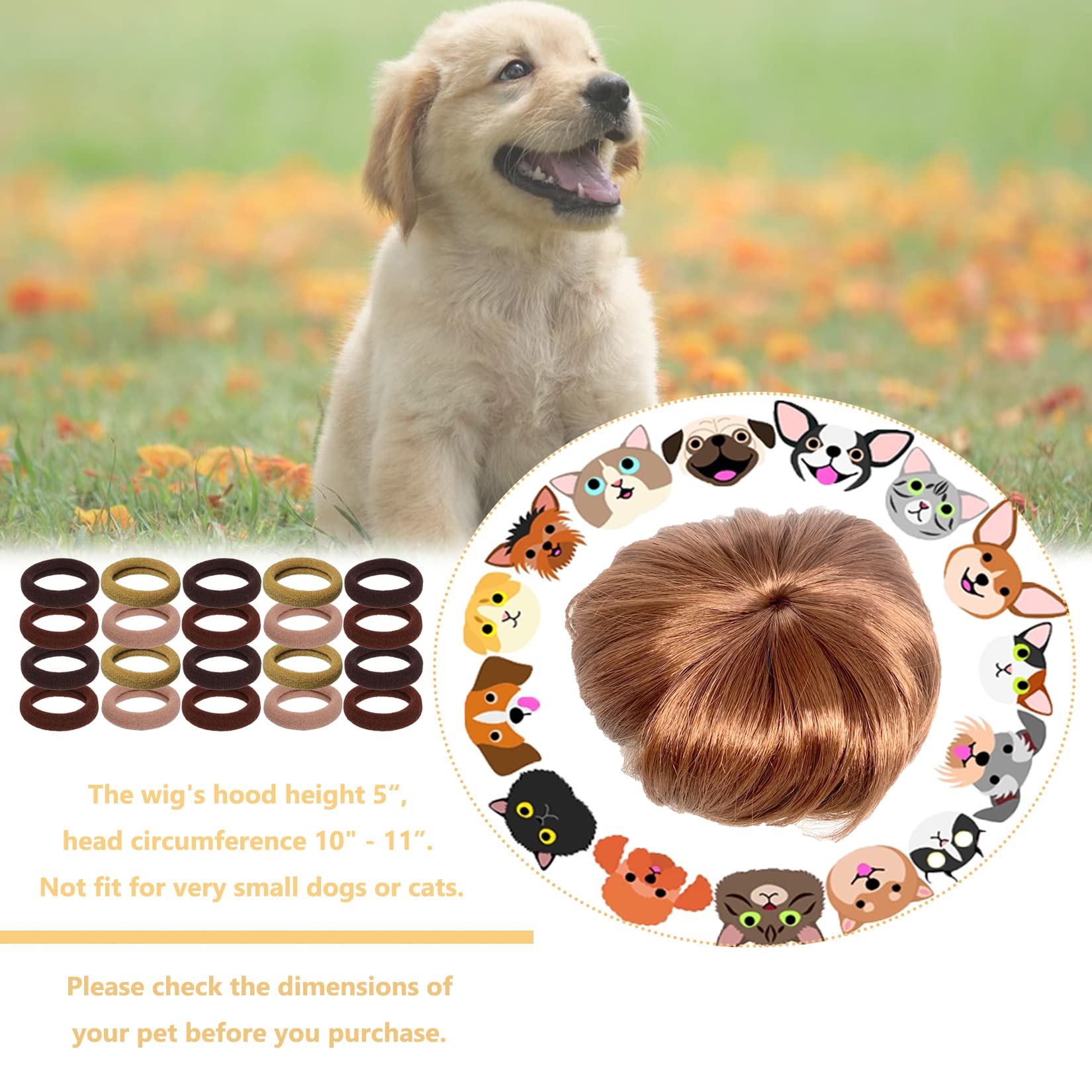 Dog Wig Pet Costumes, Cat Costume Synthetic Accessories Small Dog Headwear For Halloween Christmas Eve Festival Party Decor, Hea
