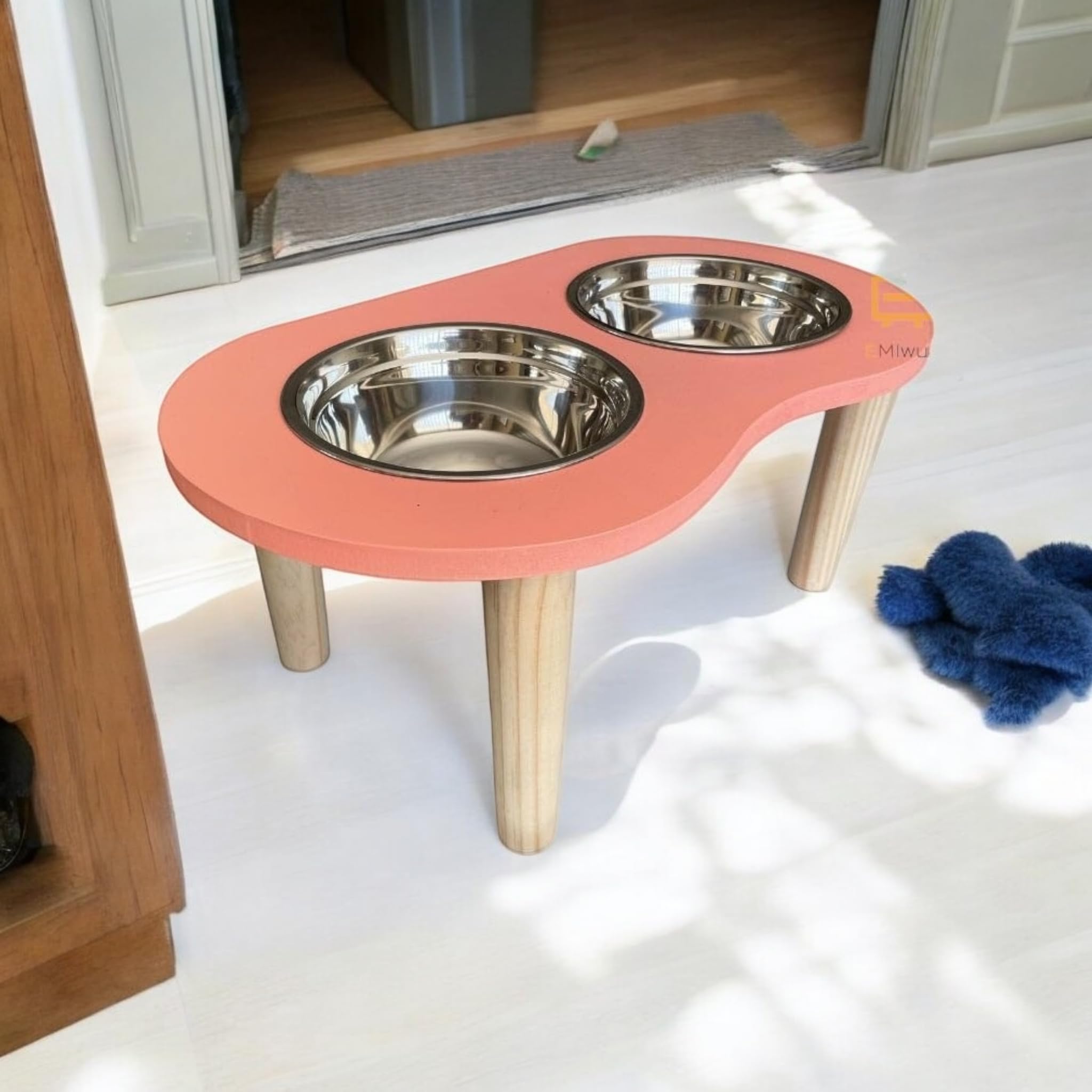 Emiwud Furniture Wooden Dog Pet Stand Modern & Elegant Bamboo Elevated Dog Bowls/Cat Bowls. Our Durable & Beautiful Raised Pet F