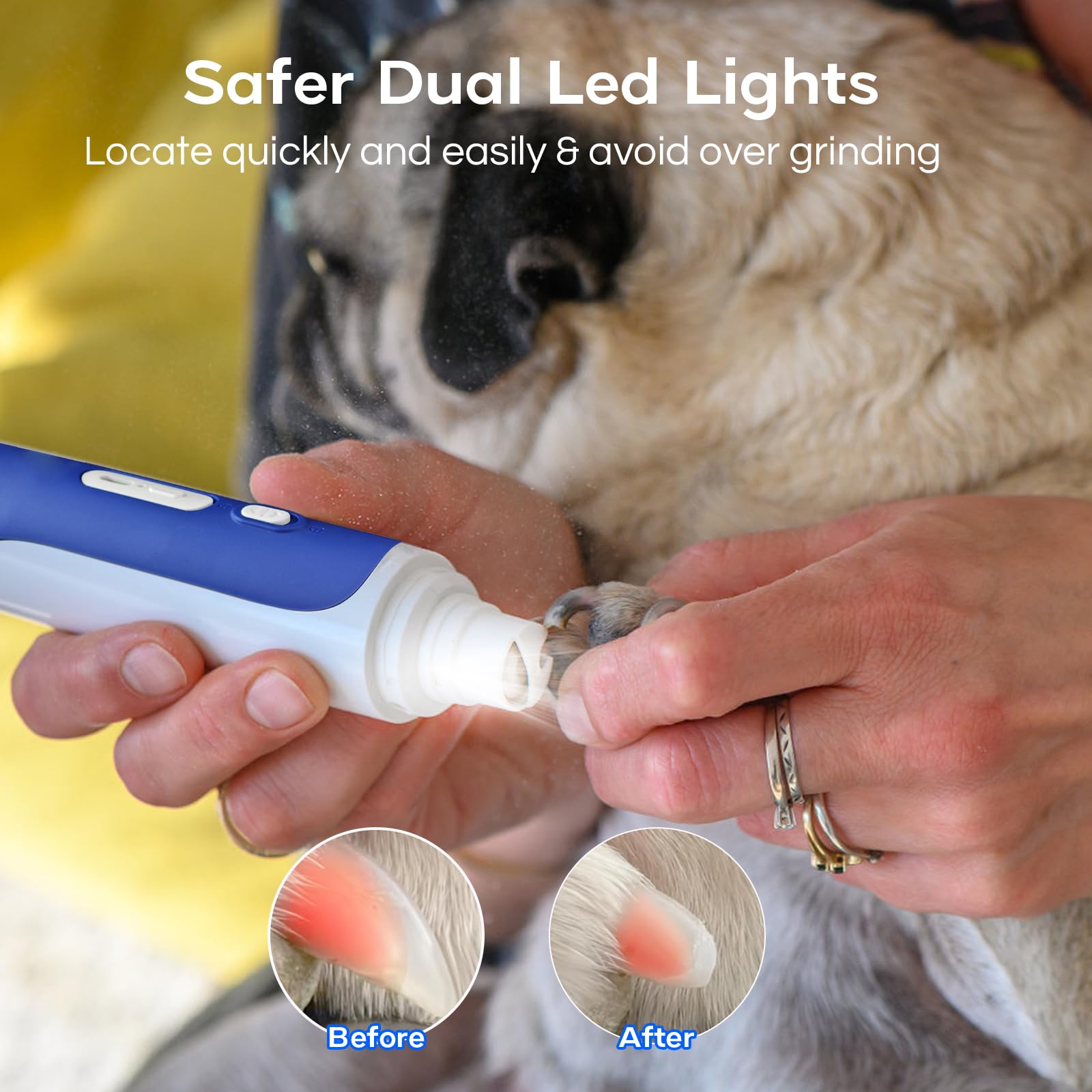 Wpkj 2 In 1 Dog Nail Grinder And Clippers Trimmers With Led Light, 3-Speed Pet Nail Clippers For Small Medium Large Dogs Cats, D