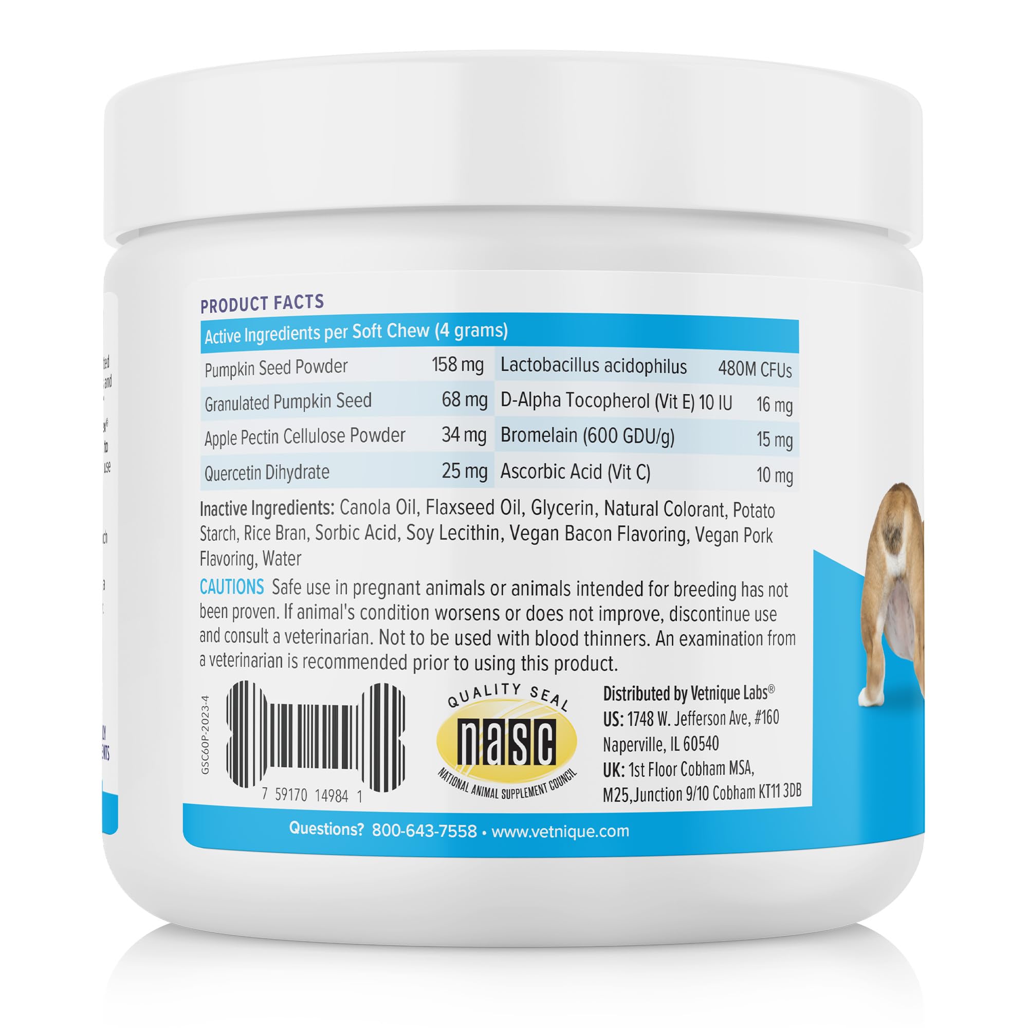 Vetnique Labs Glandex Anal Gland Soft Chew Treats with Pumpkin for Dogs Digestive Enzymes, Probiotics Fiber Supplement for Dogs