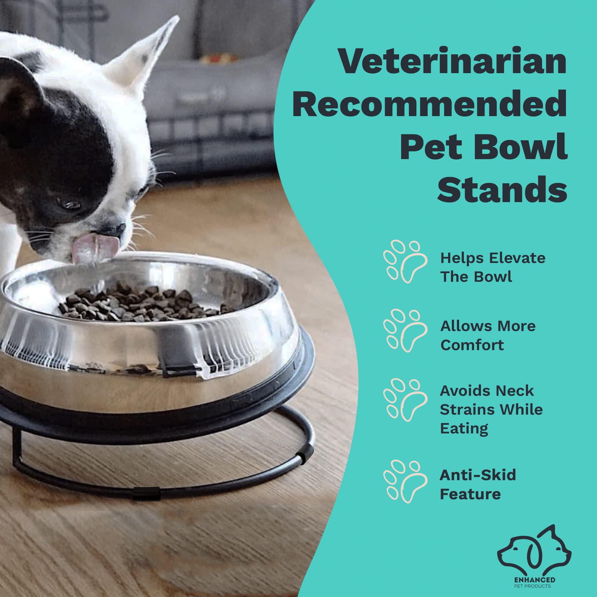 Enhanced Pet Bowl Stand - New Anti-Skid Feature - Dog And Cat Bowl Stand Exclusively For Use With The Corresponing Size Enhanced