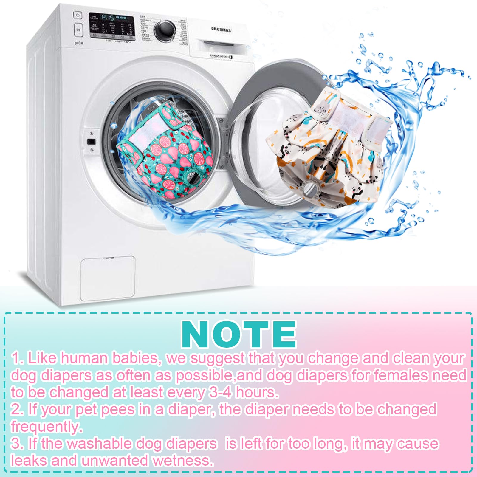 XPCARE Washable Female Dog Diapers, 2 Packs Reusable Doggie Diapers Absorbent Dog Diapers Female Leak-Proof Puppy Diapers Female