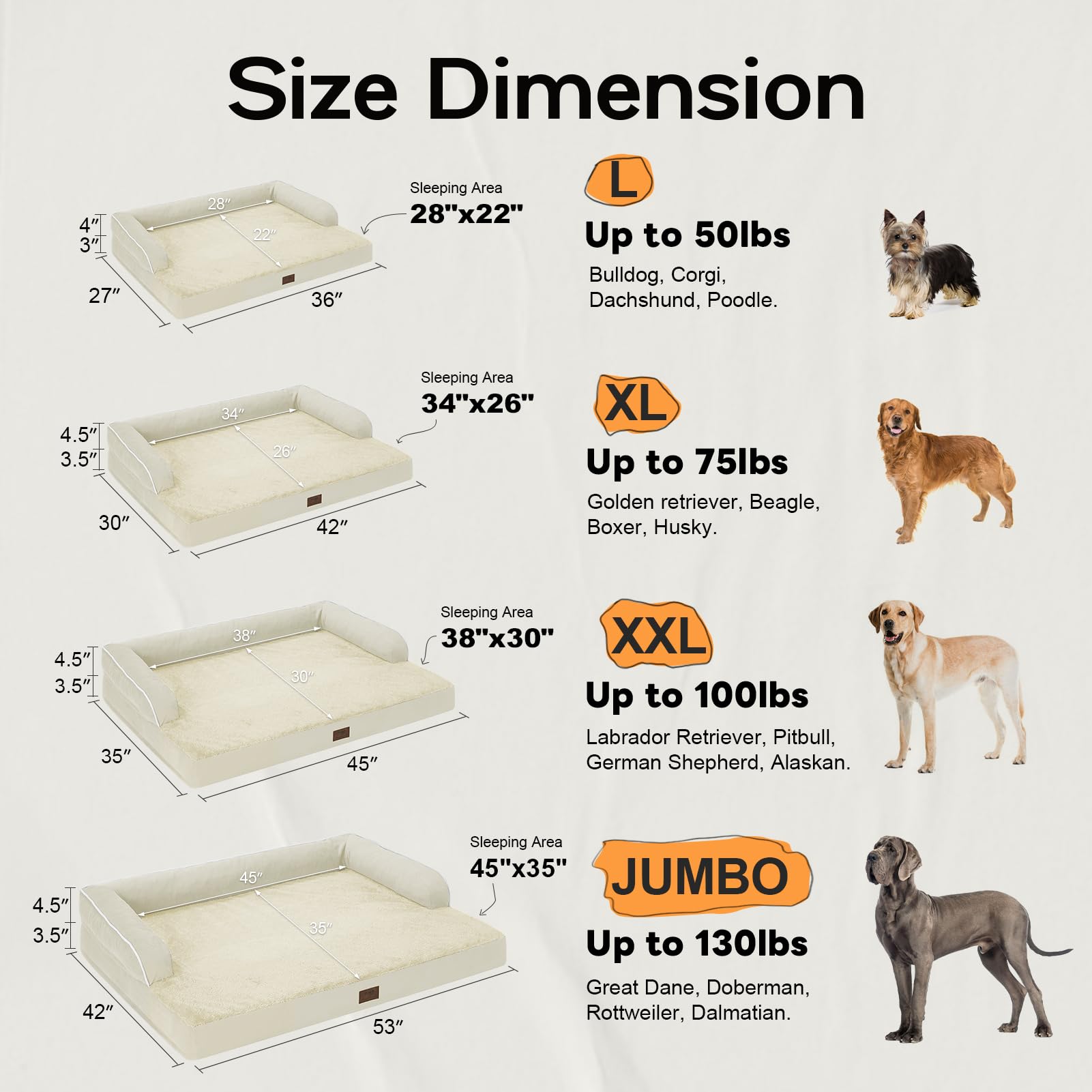 Large Dog Bed Orthopedic Washable - Waterproof With Removable Cover - Memory Foam - Xxl Large Big Dogs - Beds Bolster Pet - Couc