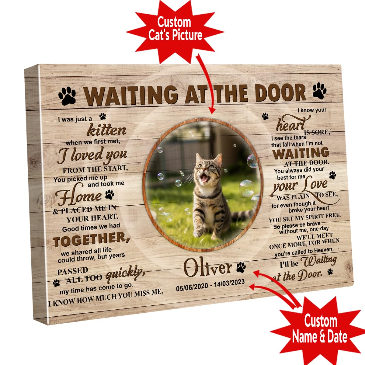 C80811 Unique Cat Memorial Canvas Gift For Cat Lover - Personalized Wall Art Decor With Sayings - Custom Landscapes Canvas In Cu