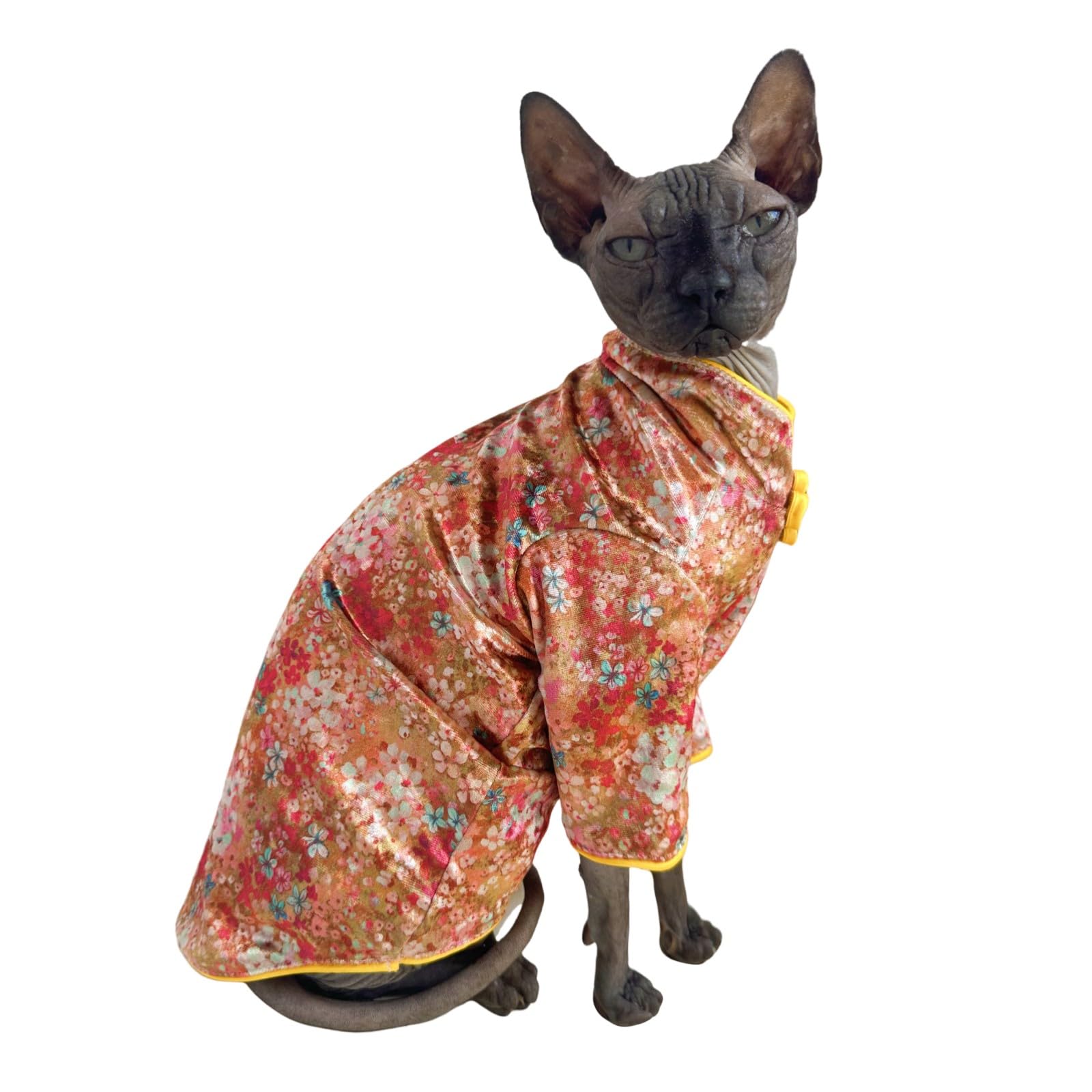 Traditional Culture Sphynx Hairless Cat Cotton T-Shirts Cats Clothes Pet Sweater Cat Vest Pet Clothes Kitten Shirts Small Dogs A