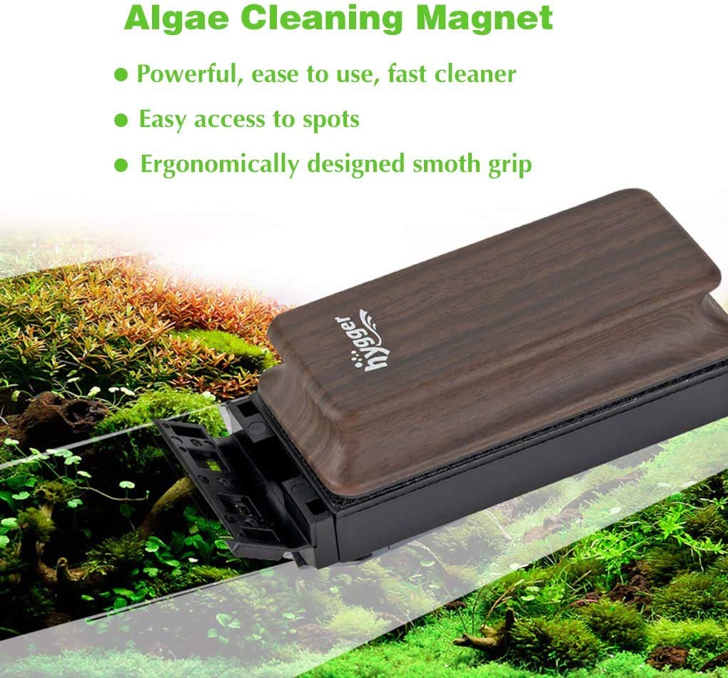 hygger Aquarium Strong Magnetic Cleaner Algae Magnet Cleaning Tool with Scraper Floating Brush for Fish Glass Tank M